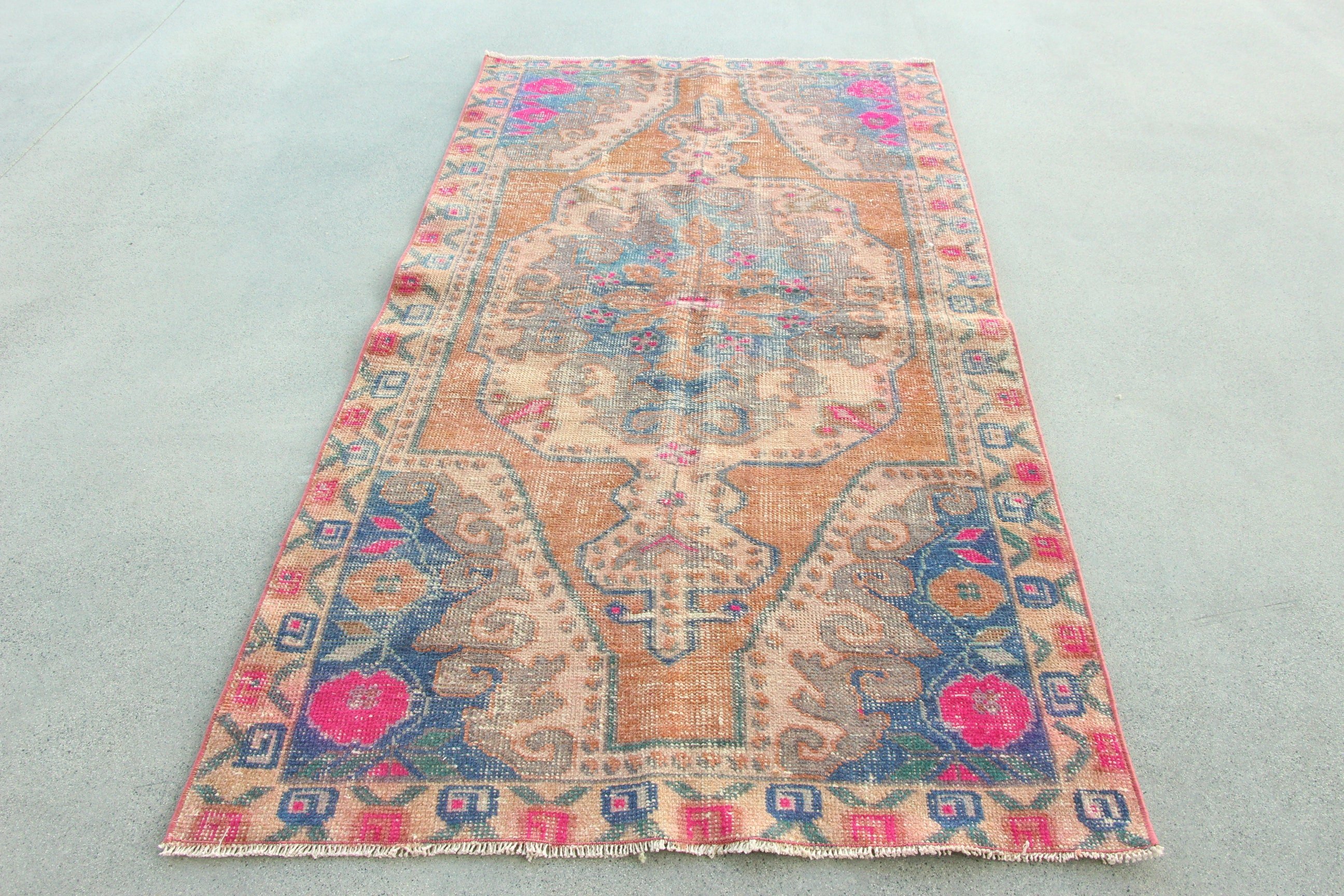 Floor Rugs, Anatolian Rugs, Vintage Rug, Boho Area Rugs, Neutral Rug, Aesthetic Rugs, 3.8x7.2 ft Area Rugs, Red Wool Rugs, Turkish Rug