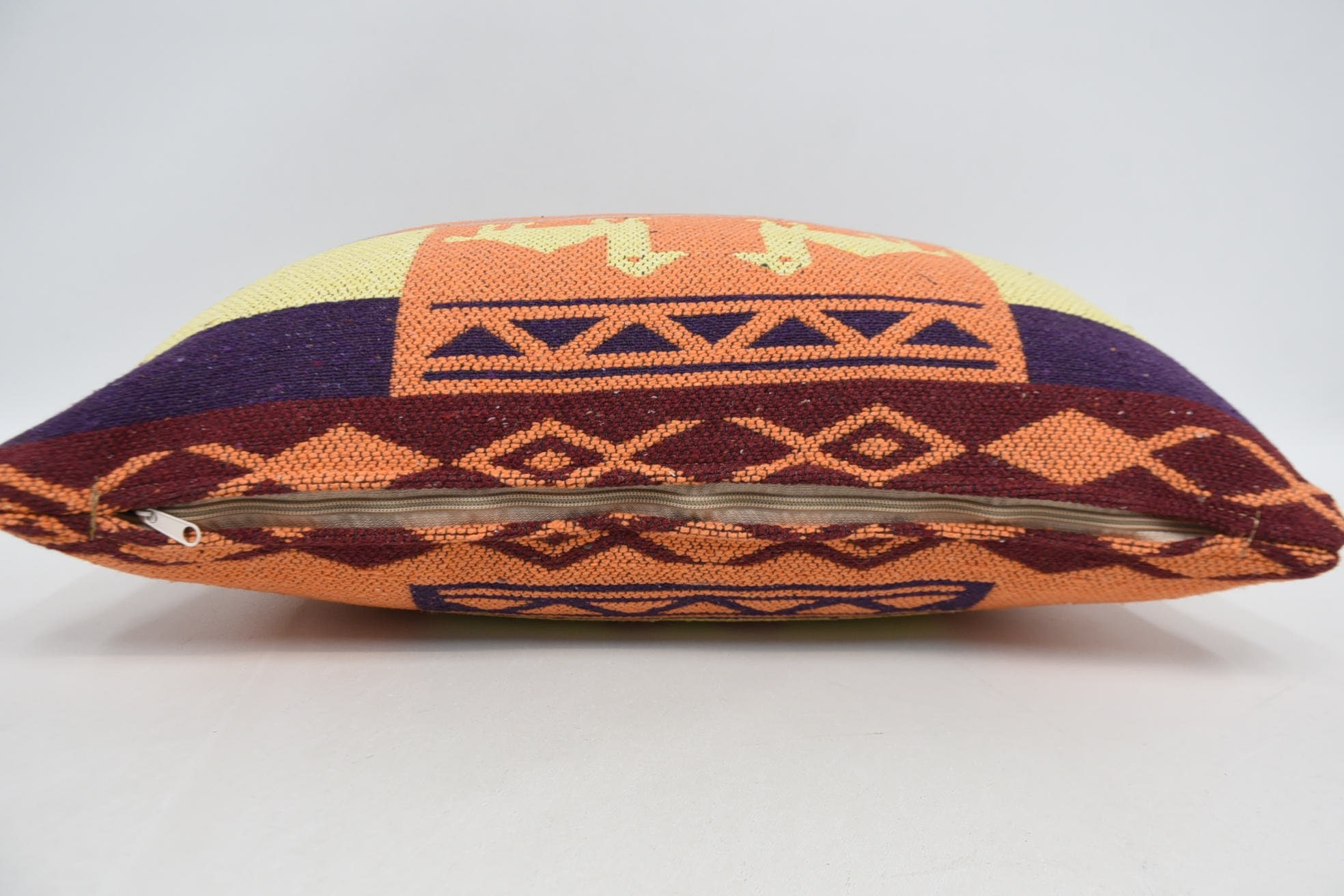 16"x24" Yellow Pillow Case, Decorative Bolster Pillow Sham, Pillow for Sofa, Kilim Pillow, Turkish Pillow, Knitted Cushion Cover