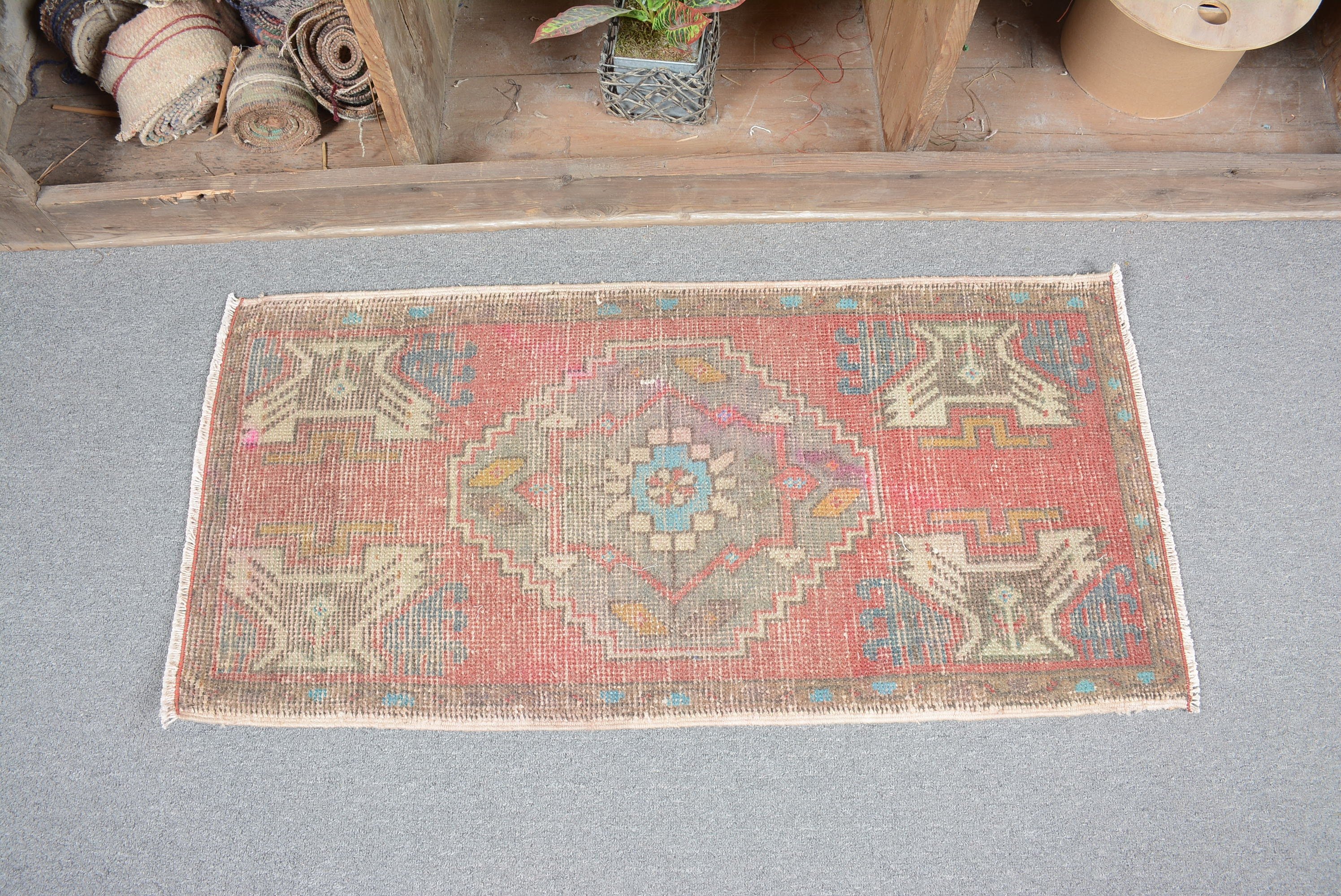 Oriental Rugs, Red Oriental Rugs, Wall Hanging Rug, 1.6x3.3 ft Small Rug, Vintage Rugs, Designer Rug, Car Mat Rug, Floor Rug, Turkish Rug