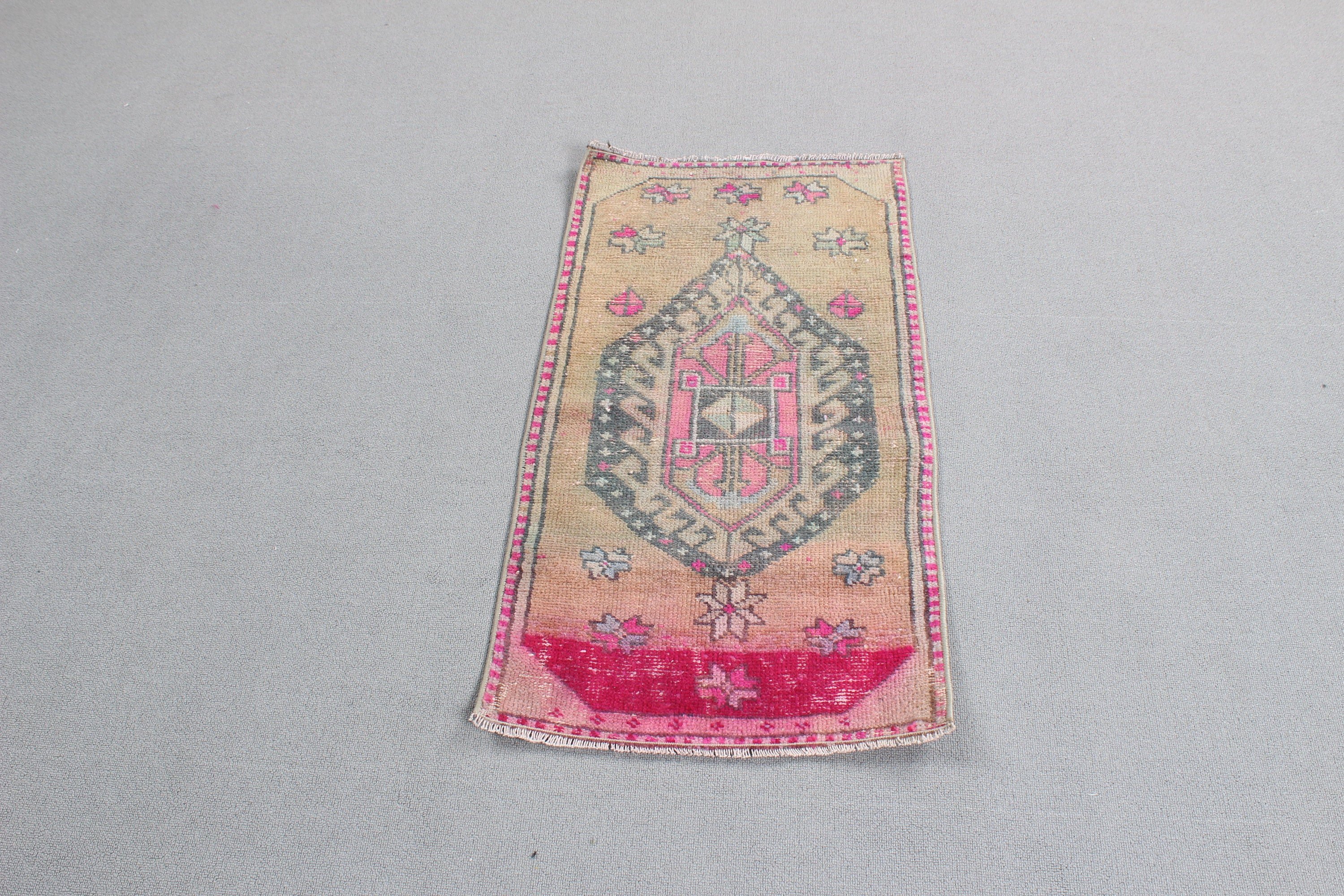 1.6x3.1 ft Küçük Halı, Giriş Halıları, Banyo Halıları, Vintage Halılar, Türk Halıları, Küçük Alan Halısı, Pembe Modern Halı, Nötr Halılar