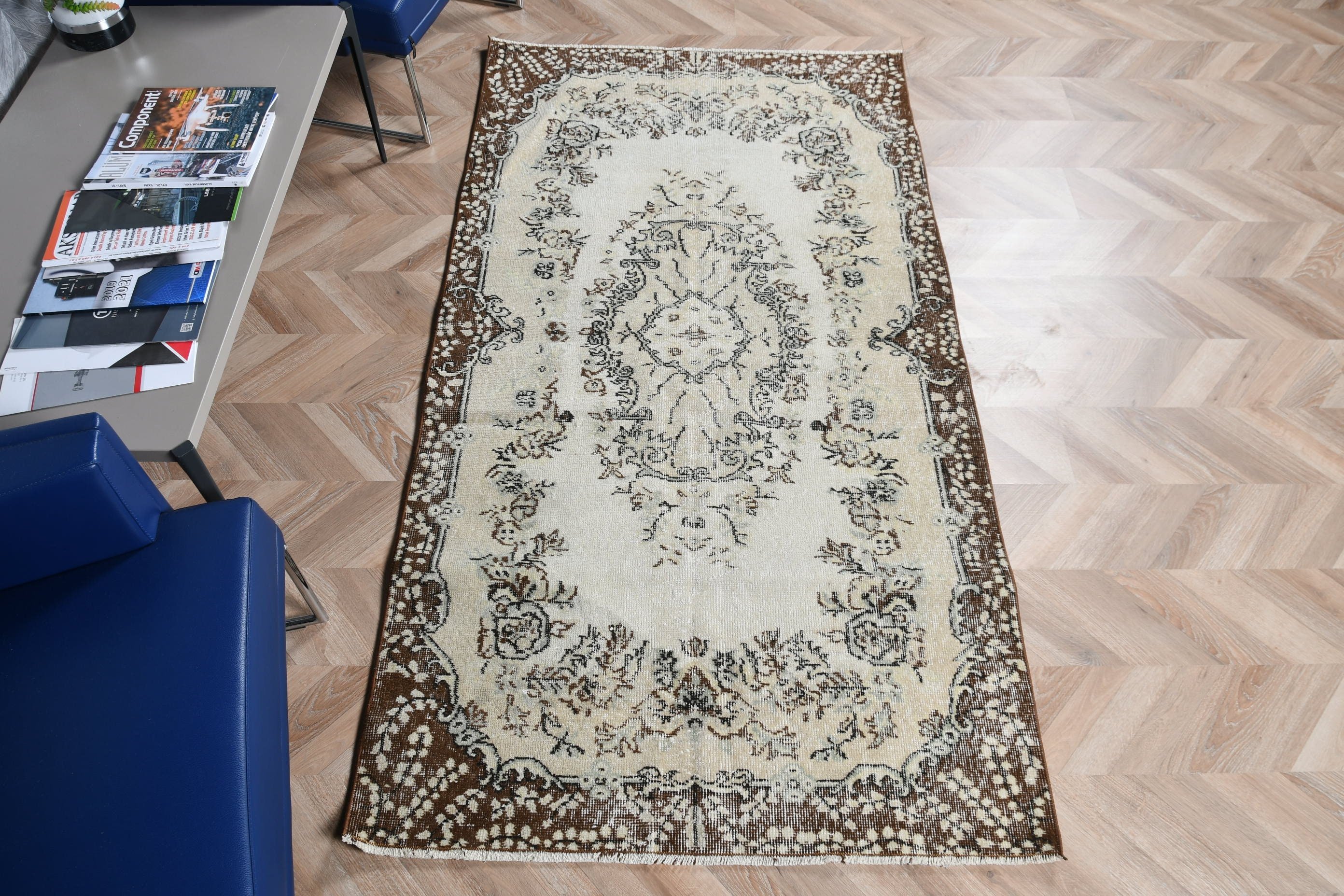 Bej Fas Halısı, Ev Dekor Halıları, 3,7x7,1 ft Alan Halısı, Fas Halısı, Eski Halı, İç Mekan Halıları, Türk Halısı, Çocuk Halısı, Vintage Halılar