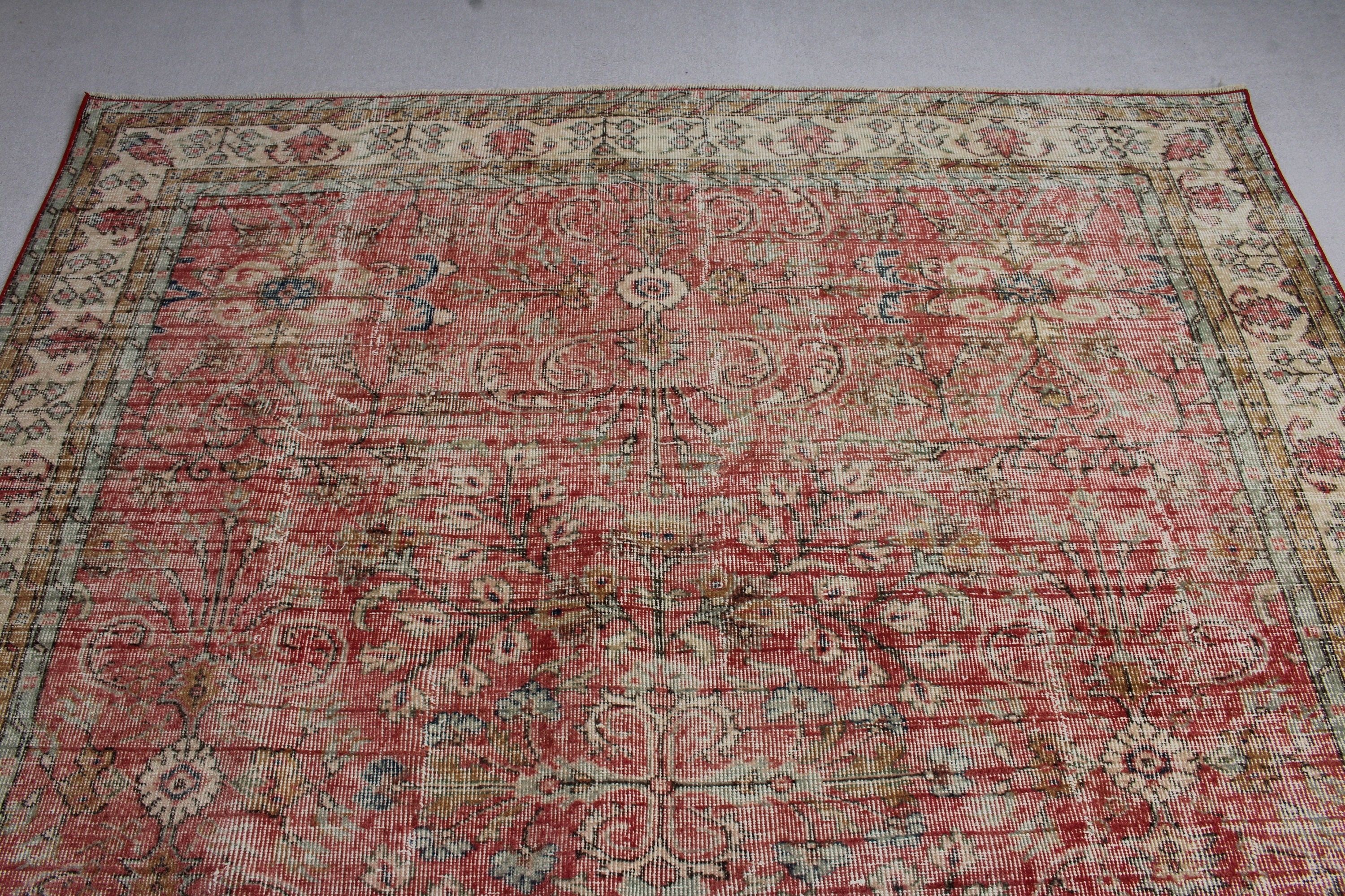 7.1x9.9 ft Büyük Boy Halılar, Oushak Halılar, Bej Boho Halılar, Büyük Boy Türk Halısı, Düz Dokuma Halılar, Salon Halısı, Vintage Halılar, Türk Halıları