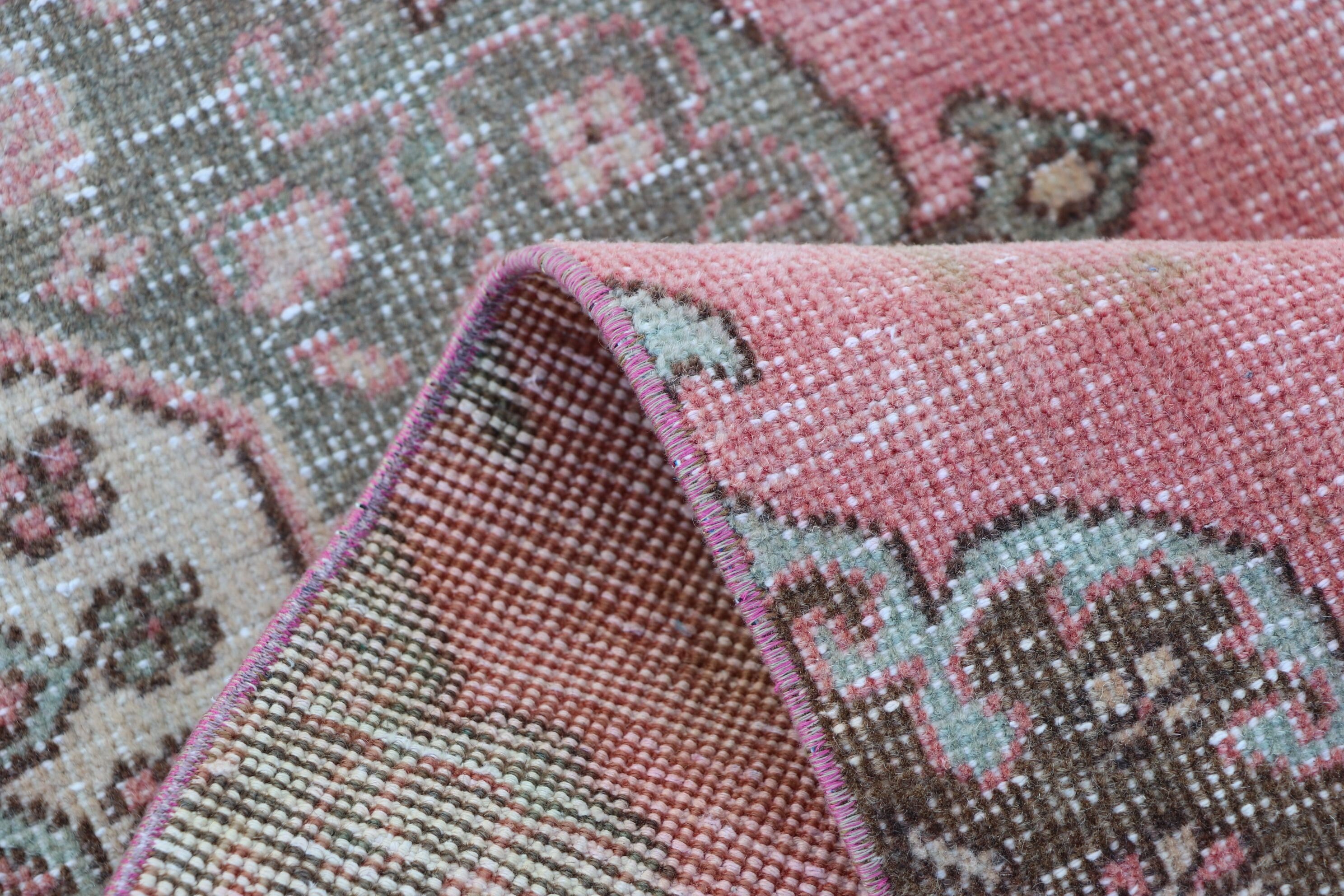 Vintage Rug, Turkish Rugs, Aesthetic Rug, Rugs for Corridor, Stair Rugs, Bedroom Rug, 3.2x13 ft Runner Rugs, Wool Rug, Pink Home Decor Rug