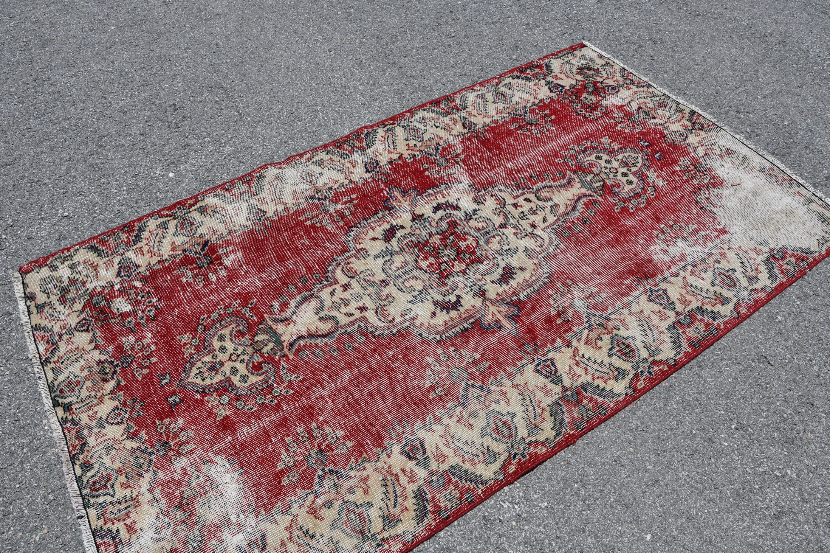 Living Room Rug, 3.8x6.8 ft Area Rug, Turkish Rugs, Home Decor Rug, Rugs for Dining Room, Vintage Rugs, Red Oriental Rug
