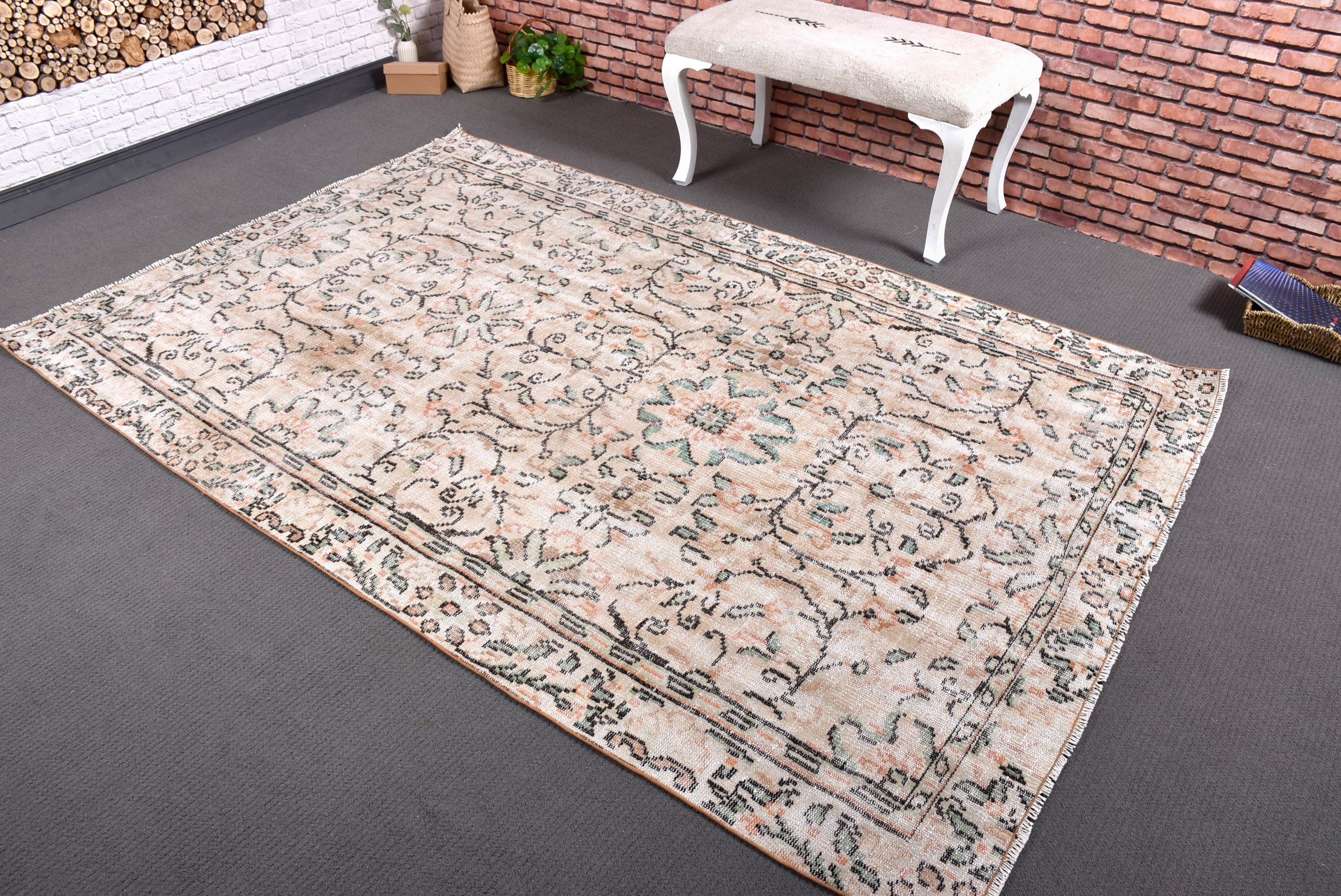 5.2x8 ft Büyük Halılar, Vintage Halılar, Ev Dekorasyonu Halıları, Anadolu Halıları, Büyük Oushak Halıları, Yemek Odası Halısı, Bej Modern Halılar, Türk Halısı