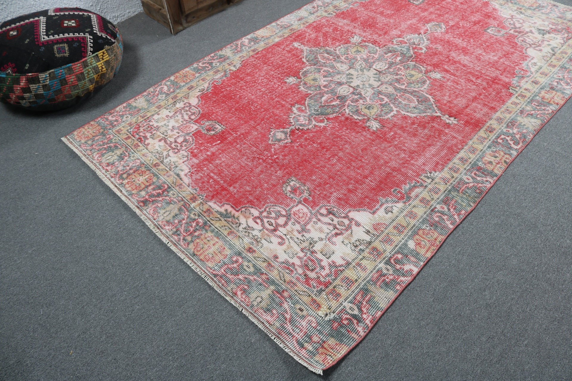 Boho Halı, Yemek Odası Halısı, Vintage Halılar, Büyük Vintage Halılar, Oryantal Halılar, Kırmızı Yatak Odası Halıları, Türk Halıları, Lüks Halı, 5x8,4 ft Büyük Halılar