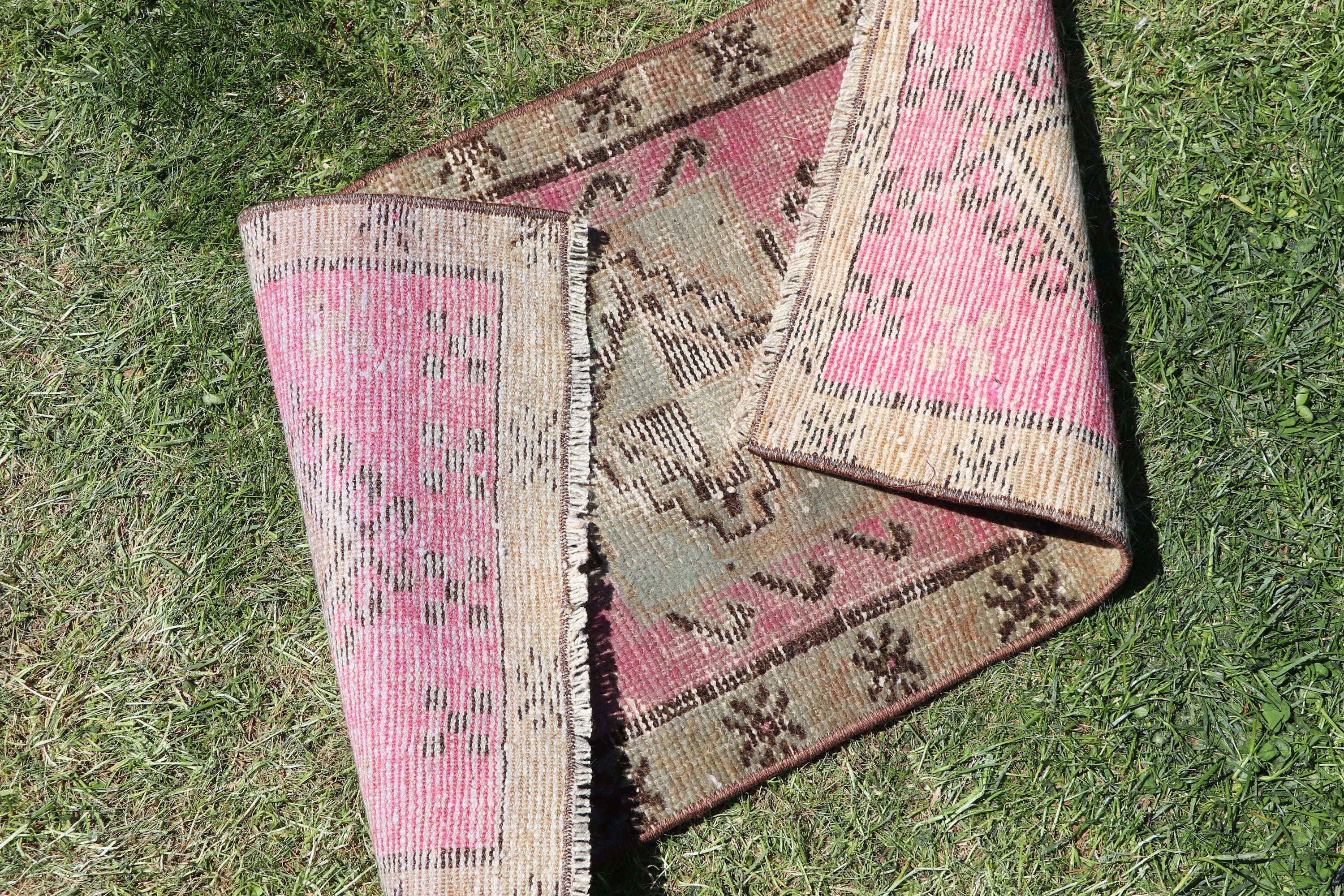 Rugs for Bathroom, Turkish Rug, Modern Rug, Bedroom Rugs, Car Mat Rugs, 1.3x2.5 ft Small Rug, Pink Floor Rug, Vintage Rugs, Oushak Rug