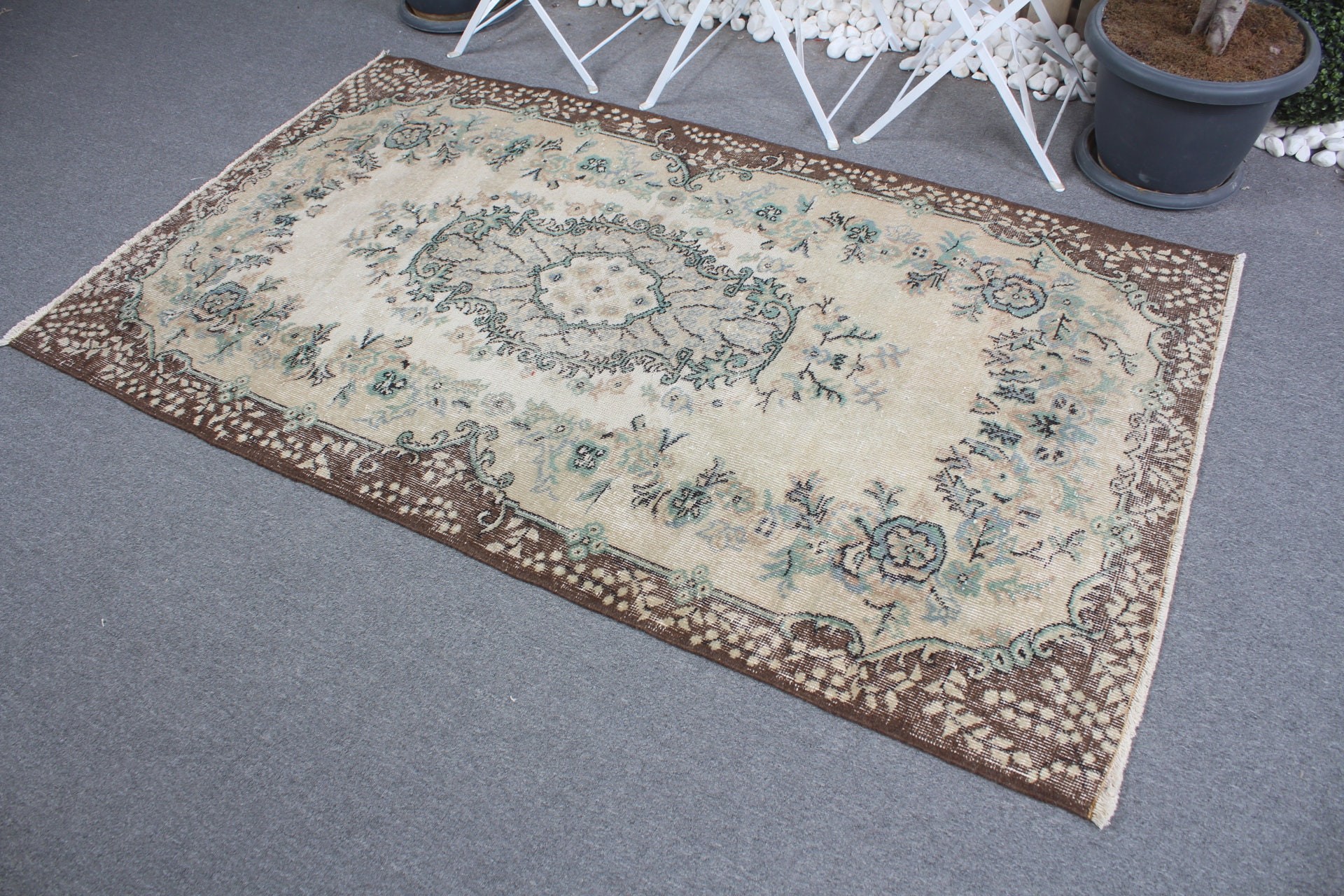 Dining Room Rug, Vintage Rug, Beige Cool Rugs, Antique Rug, Art Rugs, Living Room Rug, Moroccan Rug, Turkish Rugs, 3.8x6.5 ft Area Rug