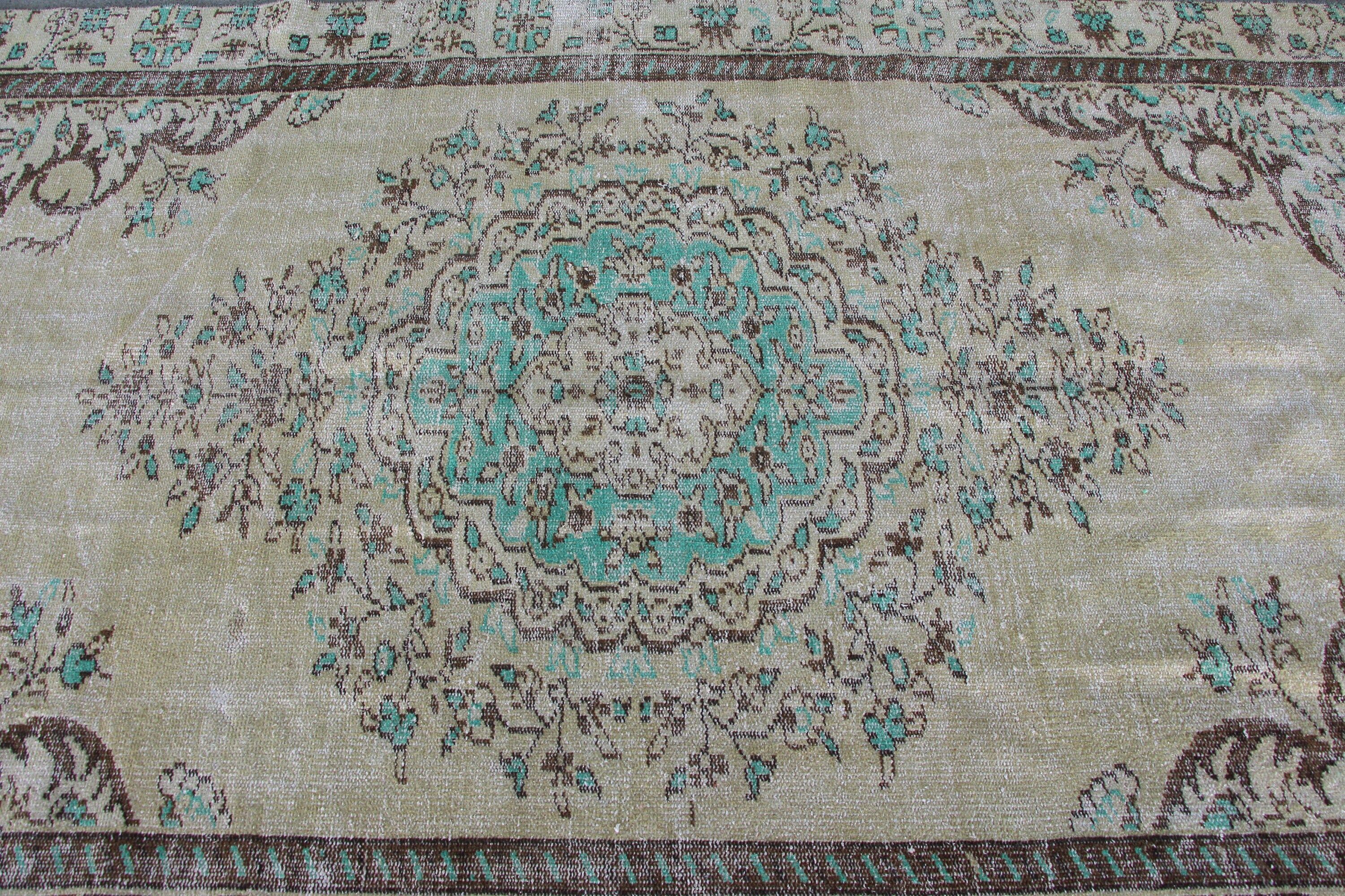 Cool Halı, 5.3x9.7 ft Büyük Halı, Oturma Odası Halısı, Özel Halı, Türk Halıları, Yatak Odası Halısı, Yeşil Ev Dekor Halısı, Vintage Halı, Salon Halıları