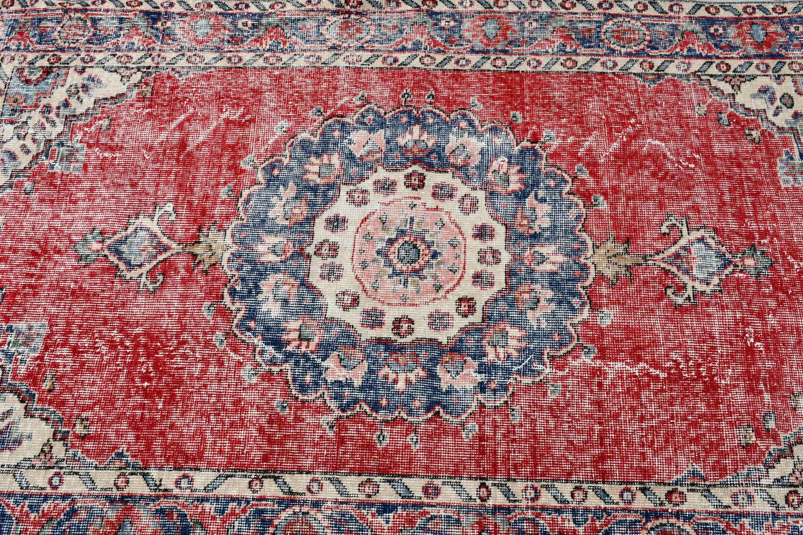 Old Rug, Red Oushak Rugs, Bedroom Rugs, 3.7x6.7 ft Area Rugs, Floor Rug, Vintage Rug, Nursery Rugs, Turkish Rug, Antique Rug, Rugs for Area