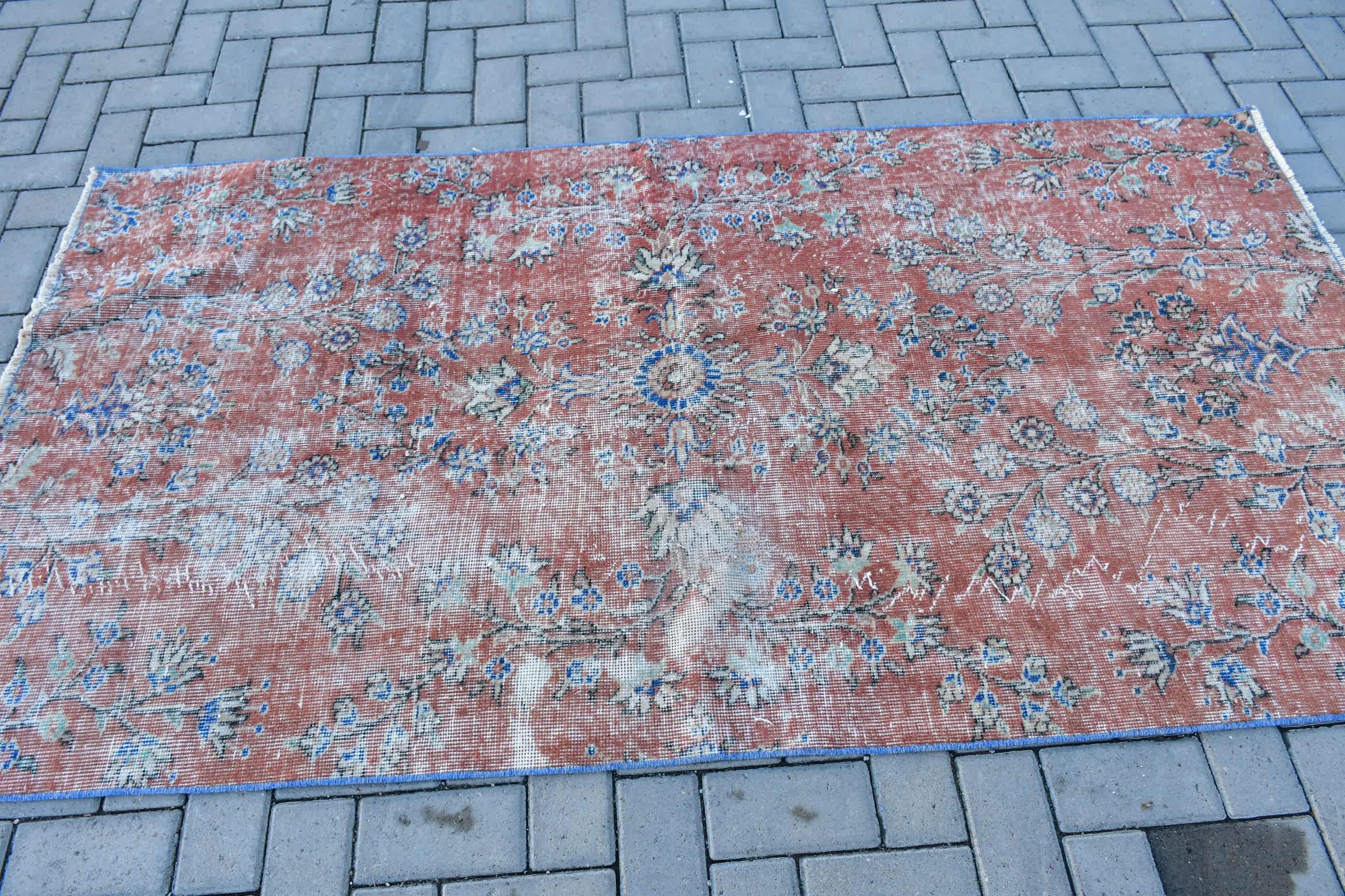 Turkish Rug, 3.7x6.9 ft Area Rug, Rugs for Floor, Indoor Rug, Home Decor Rugs, Vintage Rug, Cool Rug, Turkish Area Rug Rugs, Red Floor Rug