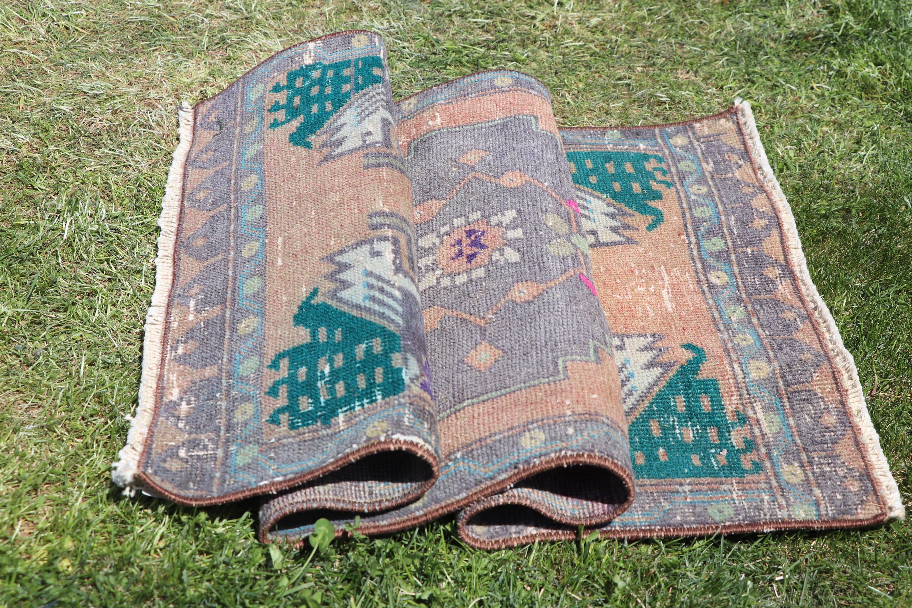 Handwoven Rug, Orange Bedroom Rug, Vintage Rugs, Aztec Rug, Nursery Rugs, Turkish Rugs, Door Mat Rugs, Modern Rug, 1.7x3.4 ft Small Rug