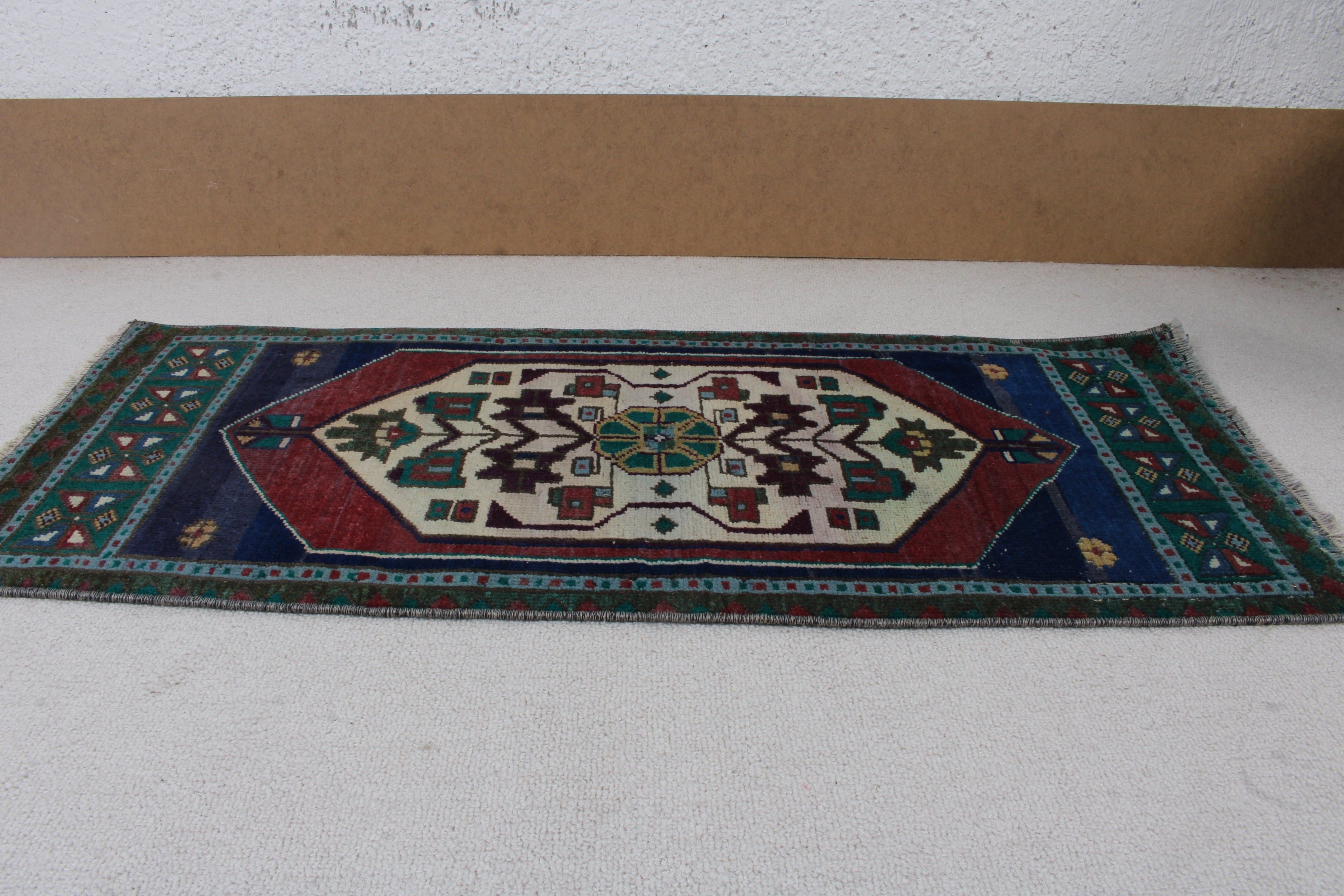 Banyo Halısı, Banyo Halısı, Oryantal Halılar, Banyo Paspası Sevimli Halı, Vintage Halılar, Türk Halıları, Yer Halıları, Mavi El Dokuma Halı, 1,3x3,2 ft Küçük Halılar