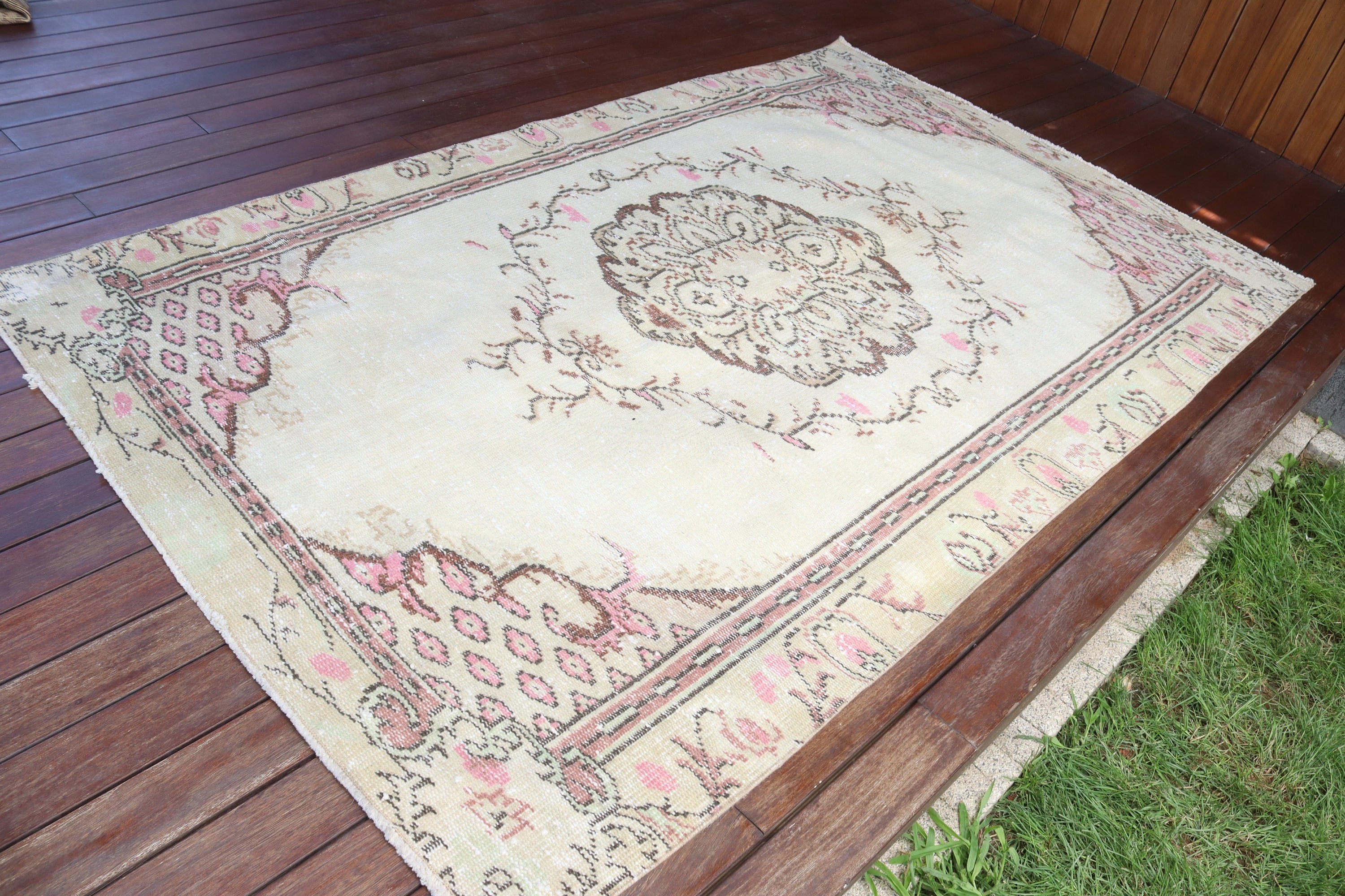 Oturma Odası Halıları, Boho Bölge Halıları, Kahverengi Oryantal Halı, Aztek Halısı, Nötr Halılar, Vintage Halı, Oryantal Halı, Türk Halısı, 4,4x7,4 ft Alan Halıları