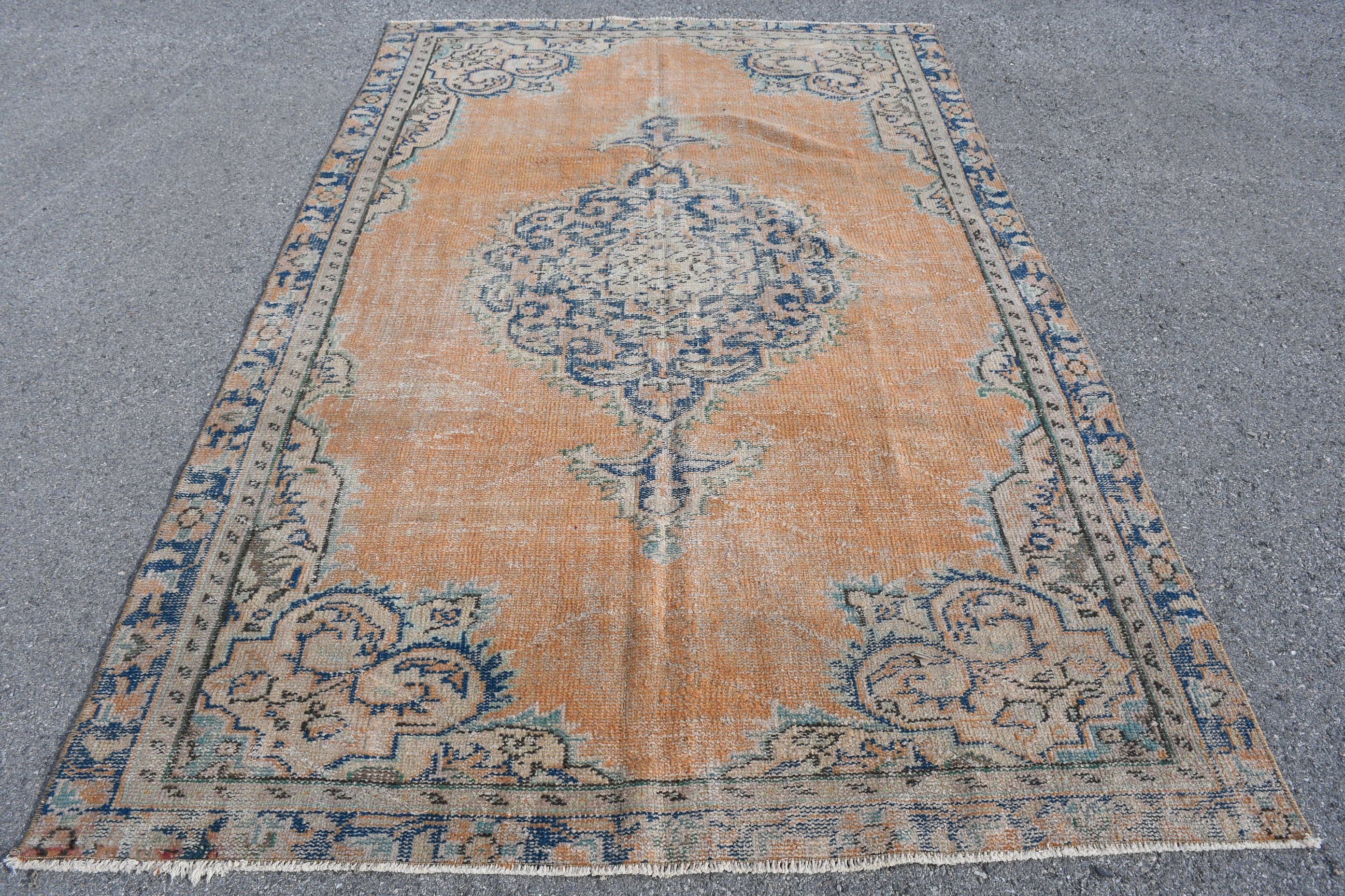 Vintage Halı, Bej Mutfak Halısı, Yemek Odası Halısı, Anadolu Halıları, Türk Halıları, Salon Halısı, Yün Halısı, Soyut Halılar, 5.6x8.8 ft Büyük Halı