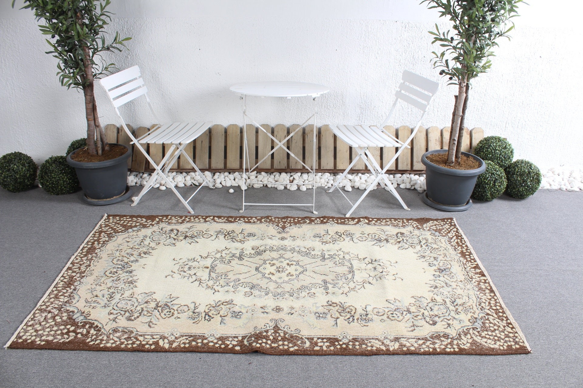 Moroccan Rugs, Anatolian Rugs, Turkish Rug, 3.8x6.9 ft Area Rug, Beige Floor Rug, Rugs for Area, Boho Rugs, Vintage Rug, Living Room Rug