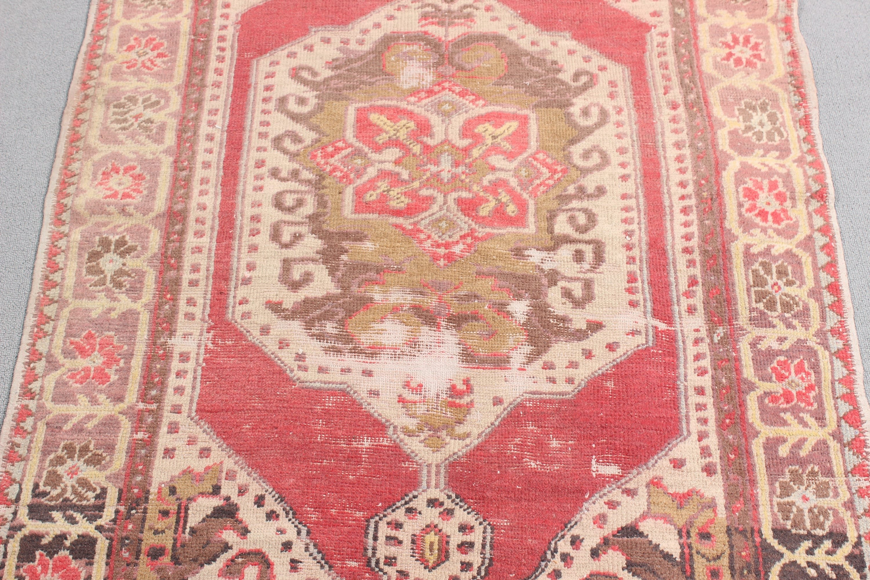 Pembe Bildirimi Halı, Küçük Vintage Halılar, 3x4,1 ft Küçük Halılar, Ev Dekorasyonu Halıları, Vintage Halılar, Küçük Boho Halı, Türk Halıları, El Dokuma Halı