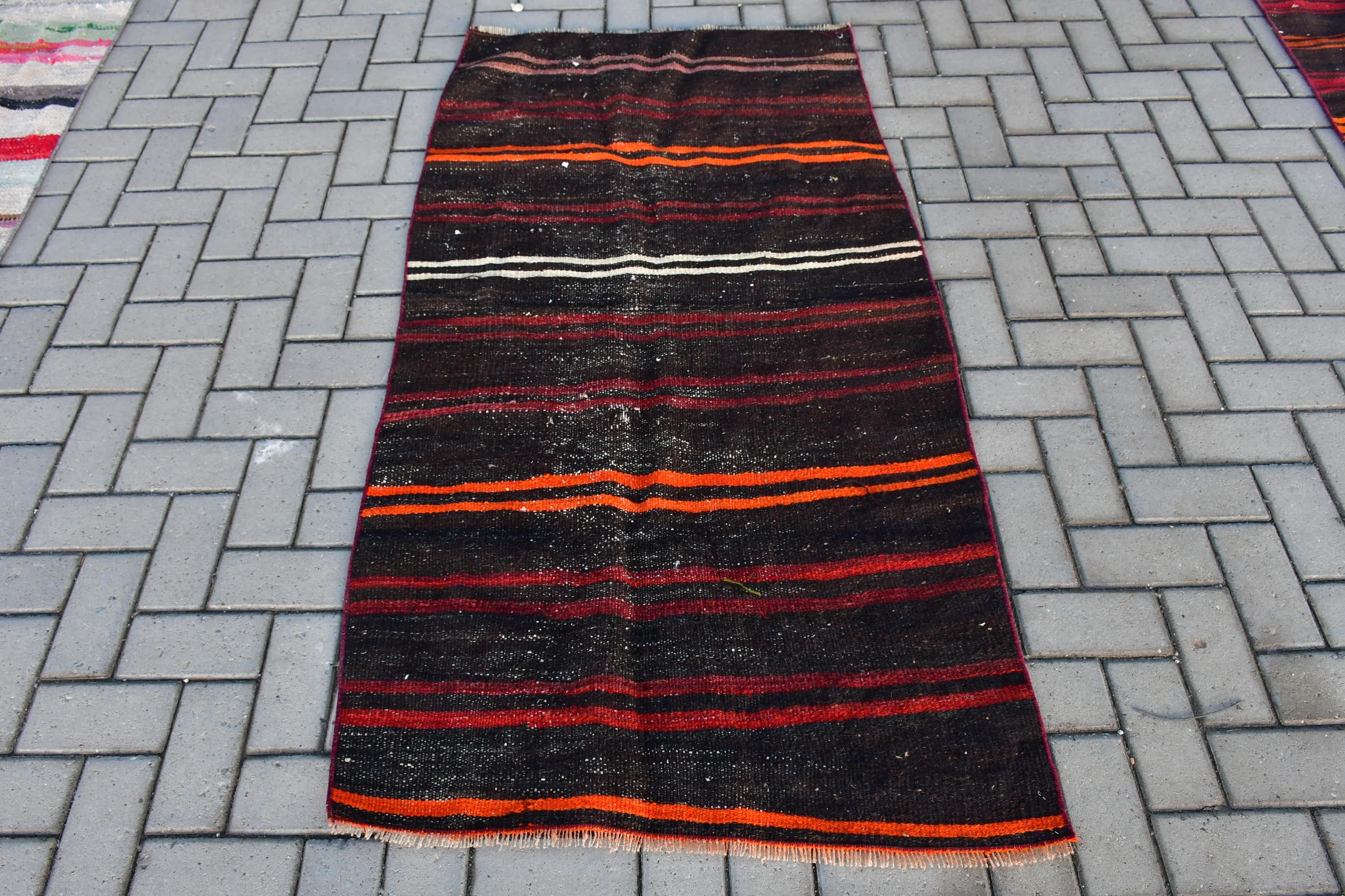 Kilim, Antique Rug, Vintage Rug, Brown Wool Rugs, Rugs for Entry, Entry Rug, 3x5.7 ft Accent Rug, Turkish Rug, Nomadic Rug, Kitchen Rugs