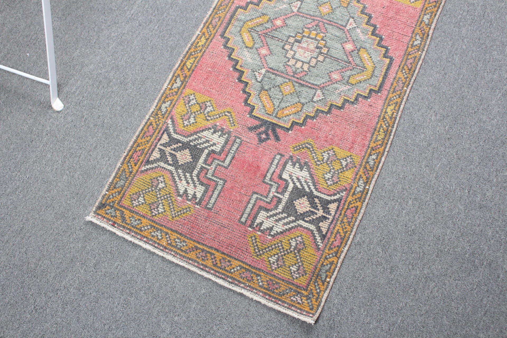 1.6x3.5 ft Küçük Halılar, Mutfak Halısı, Paspas Halısı, Çocuk Halıları, Pembe Mutfak Halıları, Eskitilmiş Halı, Vintage Halı, Türk Halıları, Oryantal Halılar