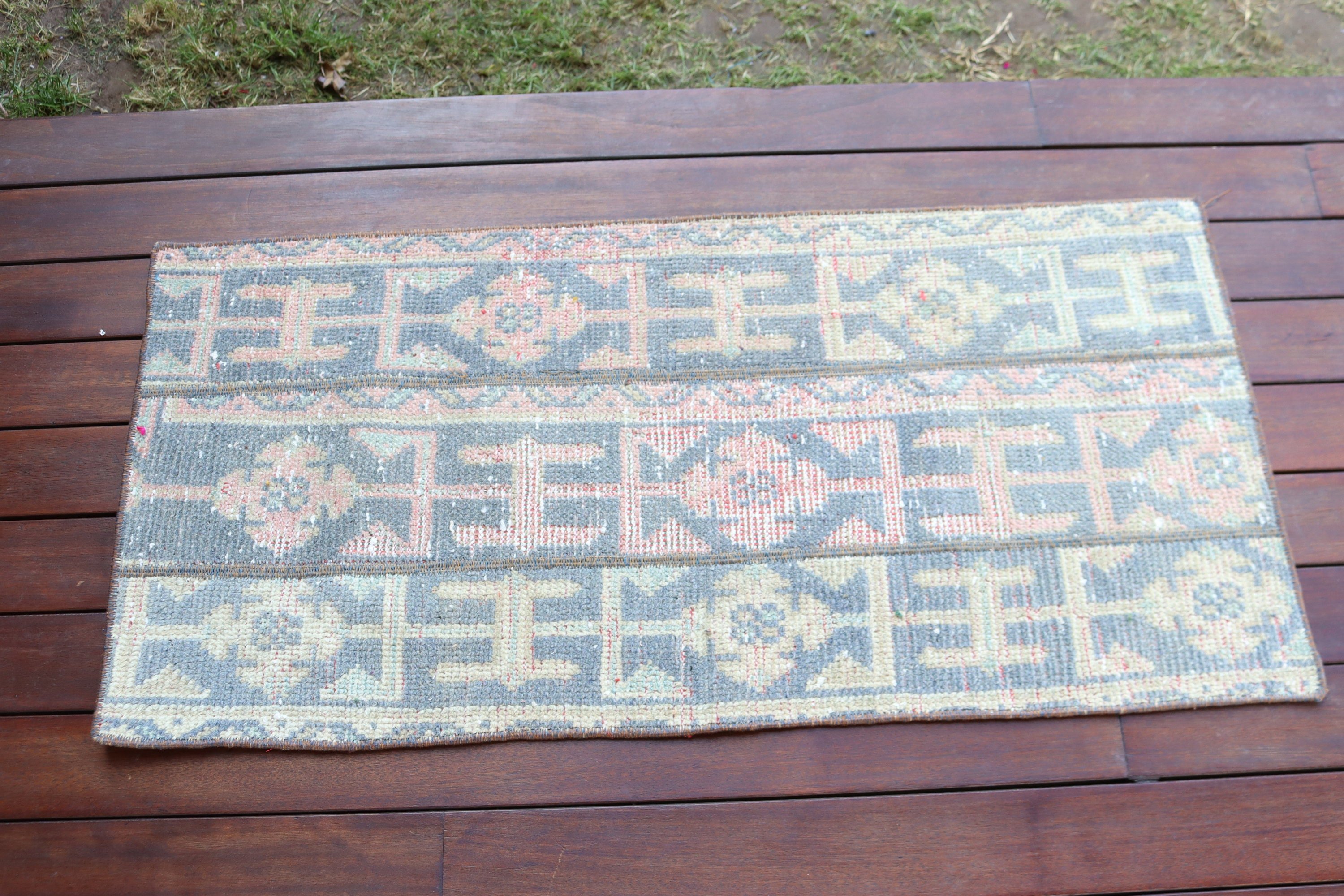 Blue Modern Rug, Bathroom Rug, Turkish Rug, Geometric Rugs, Nursery Rug, Aesthetic Rugs, Vintage Rugs, 1.7x3.5 ft Small Rugs