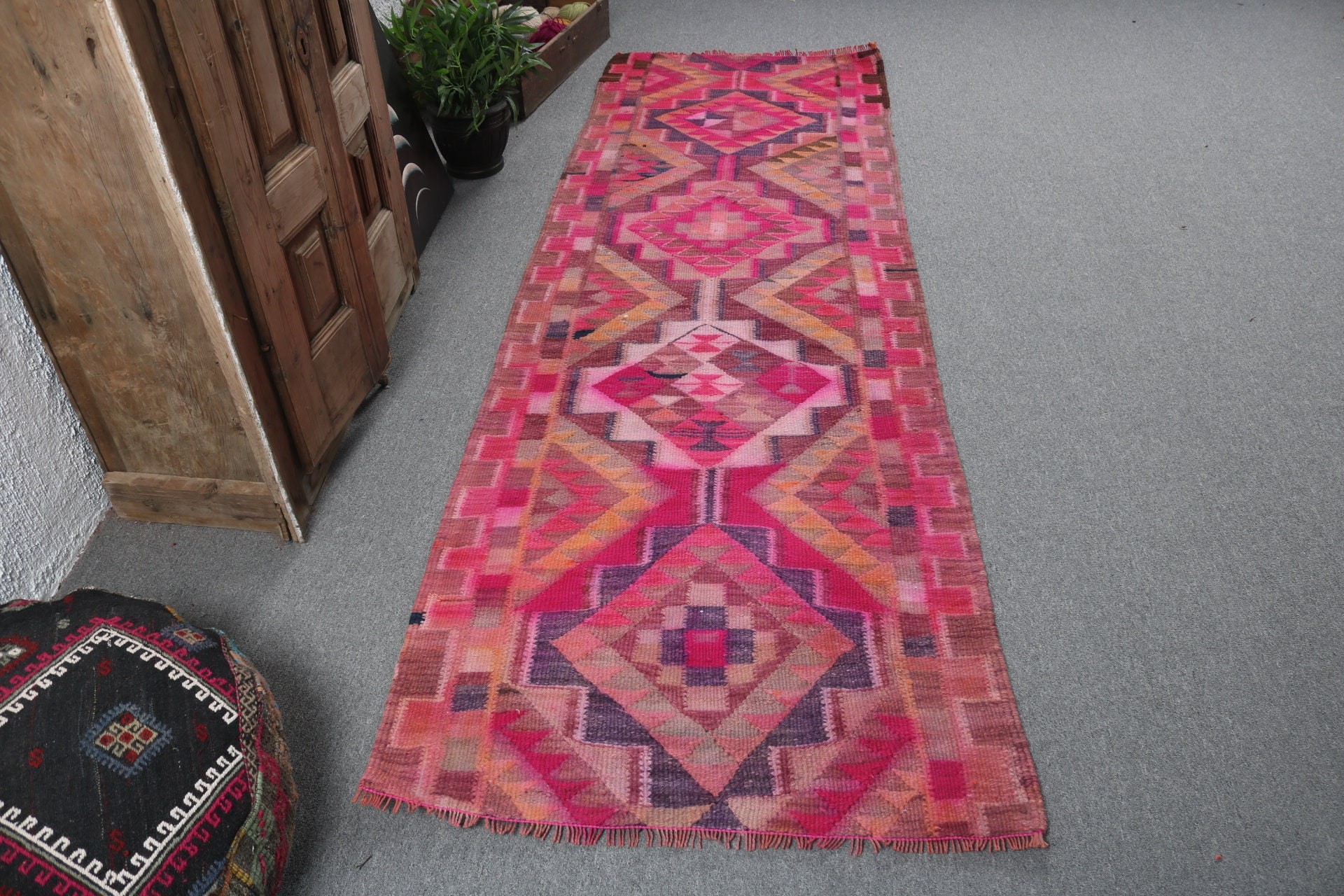 Corridor Rugs, Pink Statement Rugs, Anatolian Rug, Long Runner Rug, 3.1x9.1 ft Runner Rugs, Antique Rugs, Turkish Rugs, Vintage Rugs