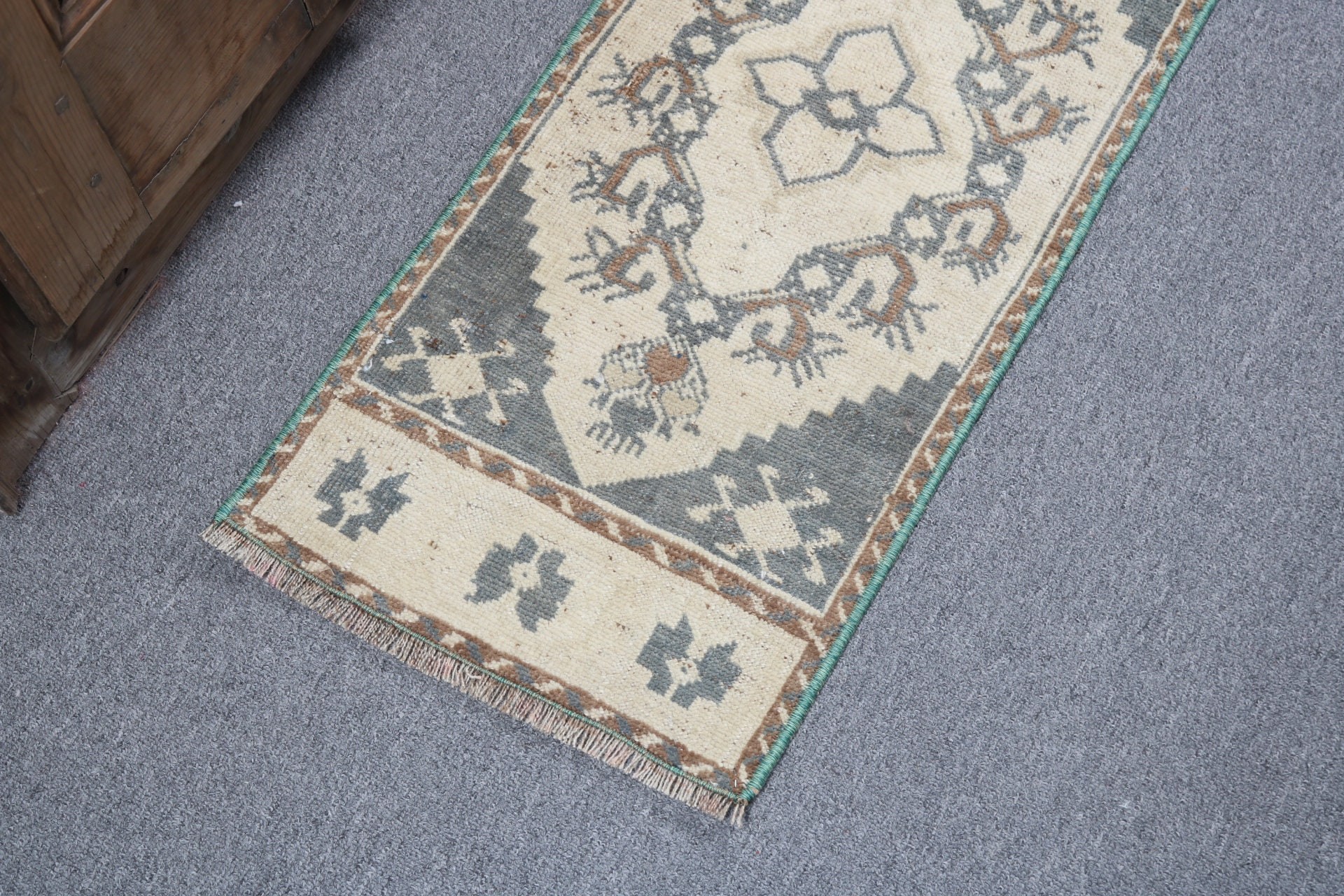 Small Boho Rug, Wall Hanging Rugs, Turkish Rugs, 1.2x2.9 ft Small Rugs, Neutral Rugs, Beige Bedroom Rugs, Vintage Rugs, Home Decor Rugs