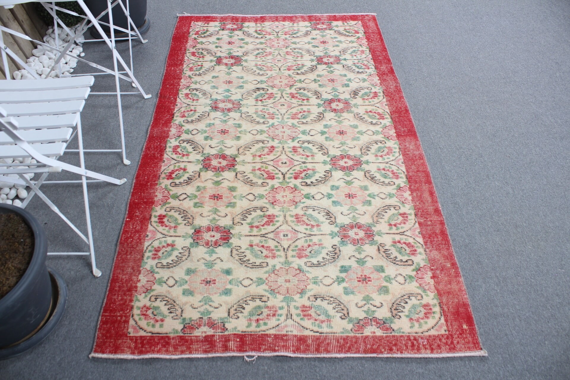 3.8x6.6 ft Alan Halısı, Türk Halısı, Yatak Odası Halıları, Çocuk Odası Halıları, Bej Ev Dekor Halısı, Yemek Odası Halısı, Vintage Halı, Düğün Halısı, Havalı Halı