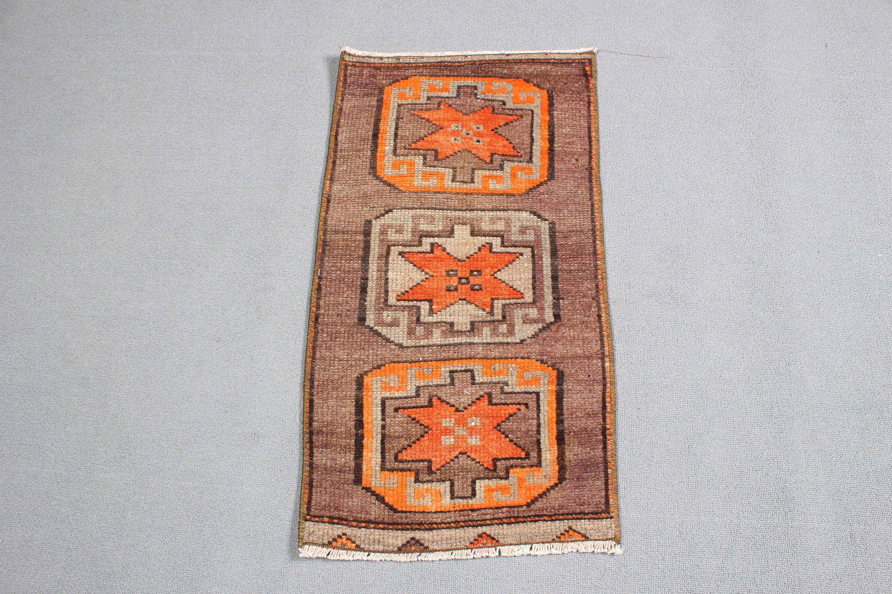 Wool Rug, Turkish Rugs, Vintage Rug, Moroccan Rugs, 1.3x2.4 ft Small Rugs, Aztec Rugs, Brown Home Decor Rug, Bathroom Rug, Kitchen Rug