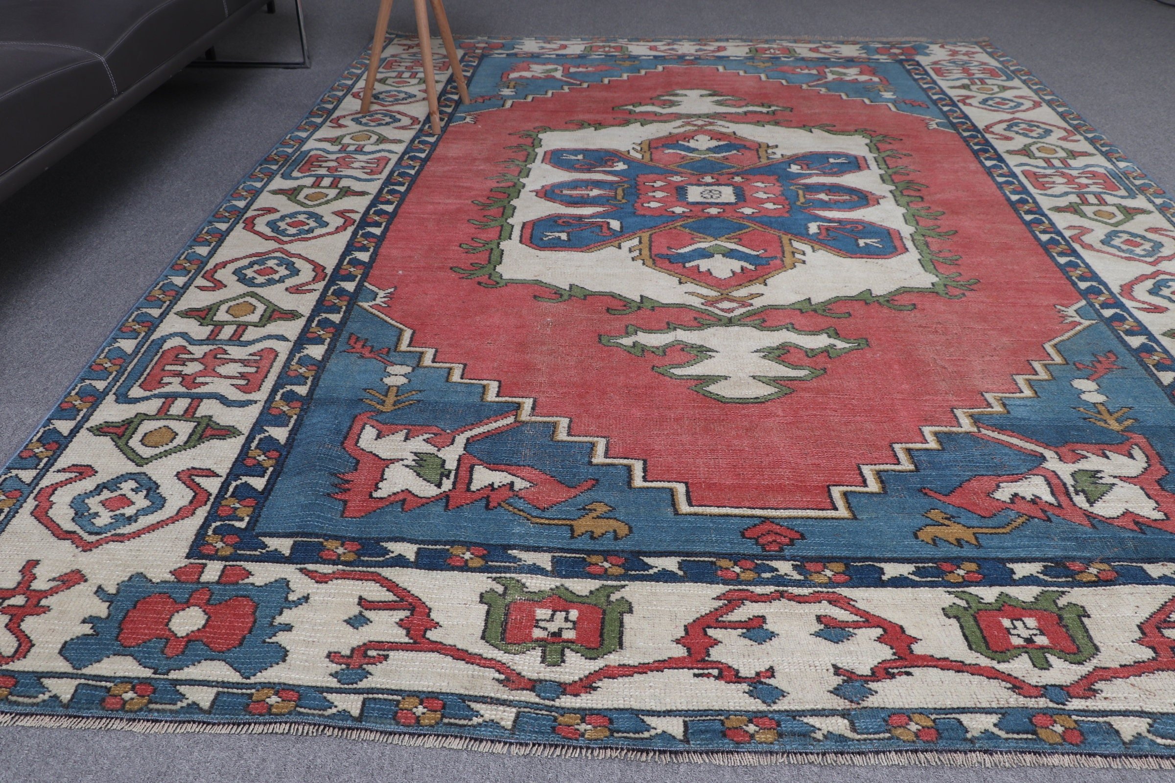 Turkish Rug, Wool Rug, 6.9x9.7 ft Large Rugs, Dining Room Rugs, Old Rugs, Vintage Rugs, Red Kitchen Rugs, Anatolian Rug, Salon Rugs