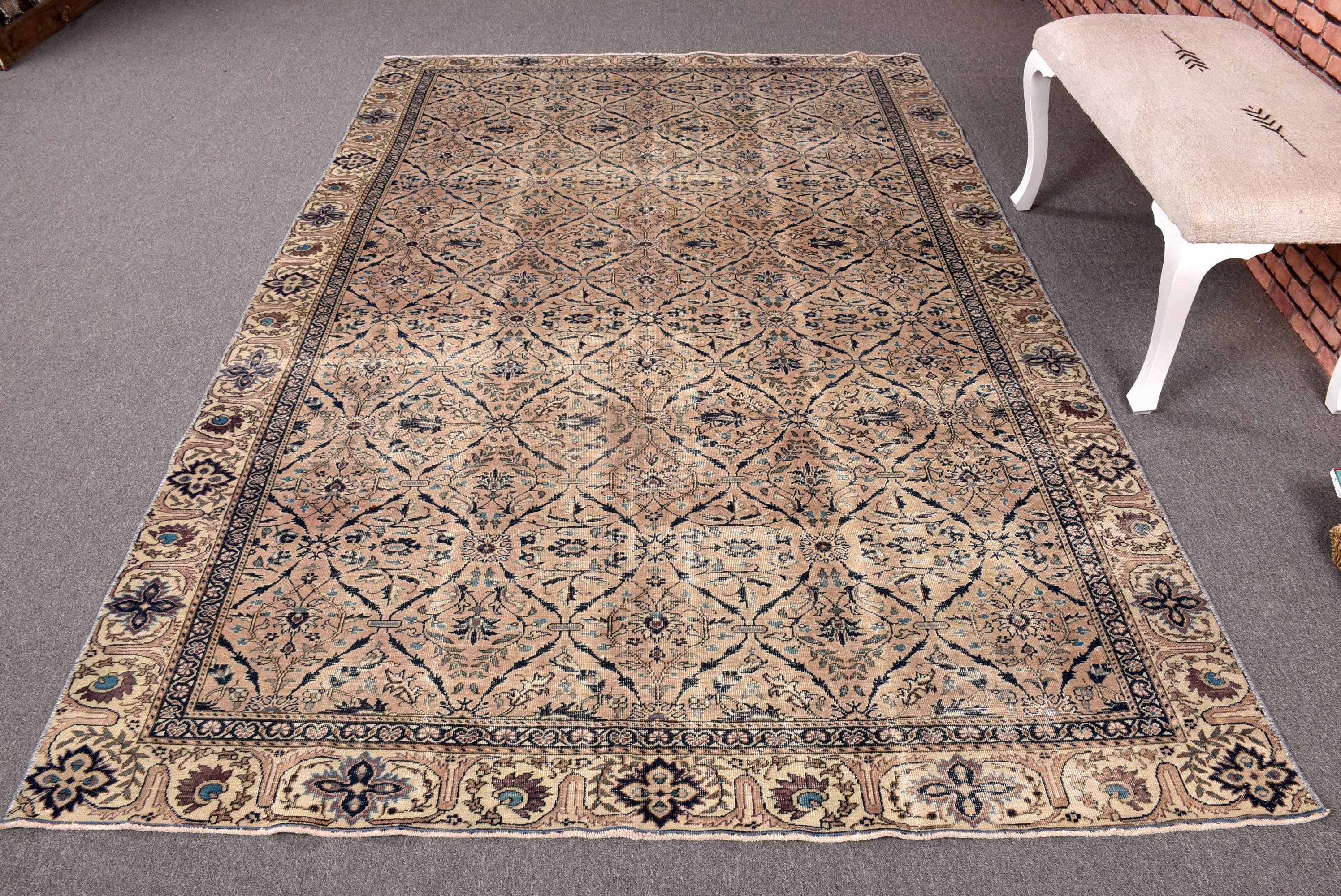 Vintage Rugs, Beige Floor Rugs, Living Room Rugs, Turkish Rug, Home Decor Rugs, Boho Rug, Dining Room Rugs, Cool Rugs, 5.9x8.9 ft Large Rug