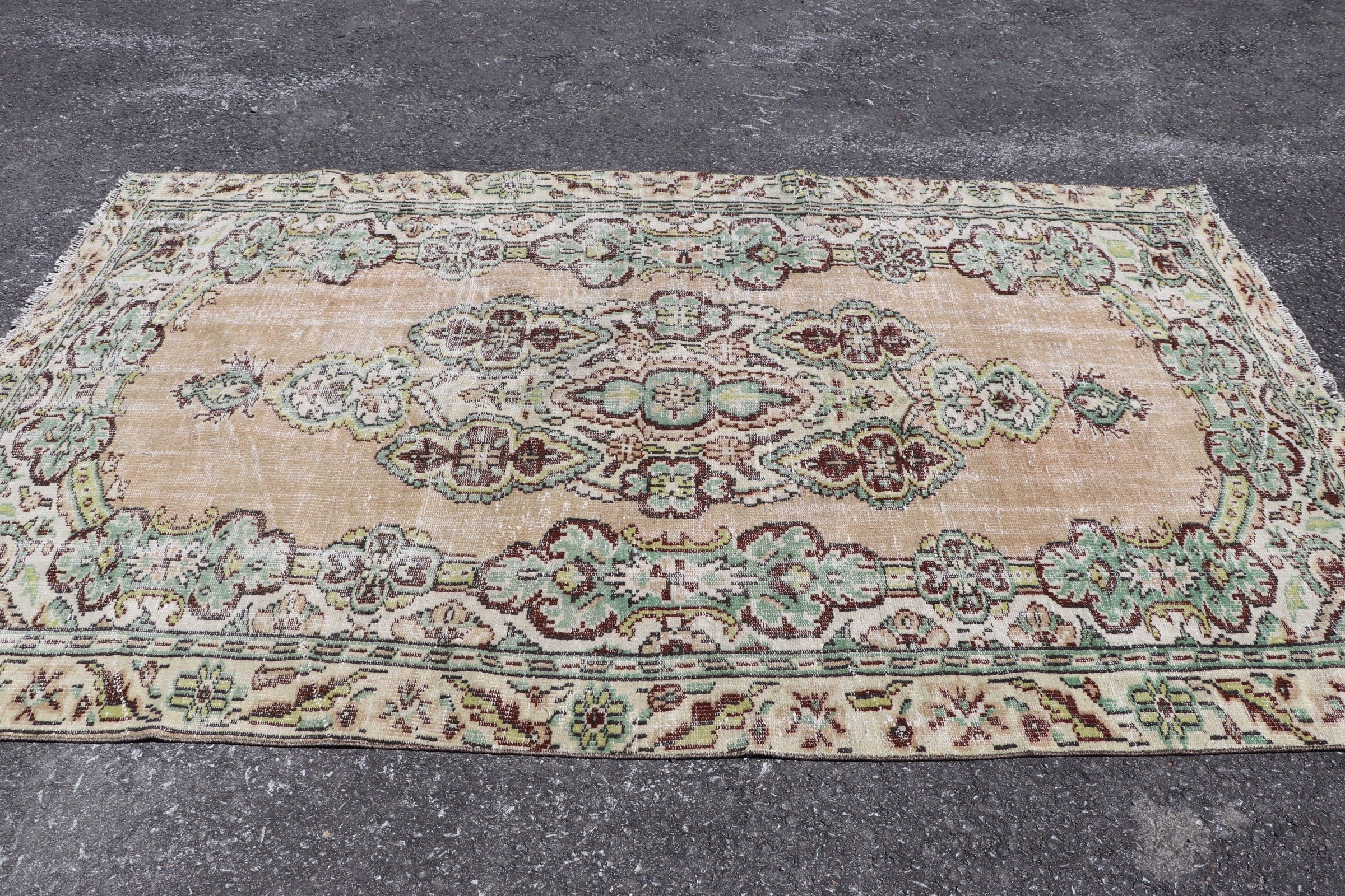 Pastel Halı, Yeşil Fas Halıları, Oturma Odası Halısı, 5.2x9.2 ft Büyük Halılar, Türk Halısı, Antika Halı, Vintage Halı, Ev Dekorasyonu Halıları, Salon Halıları