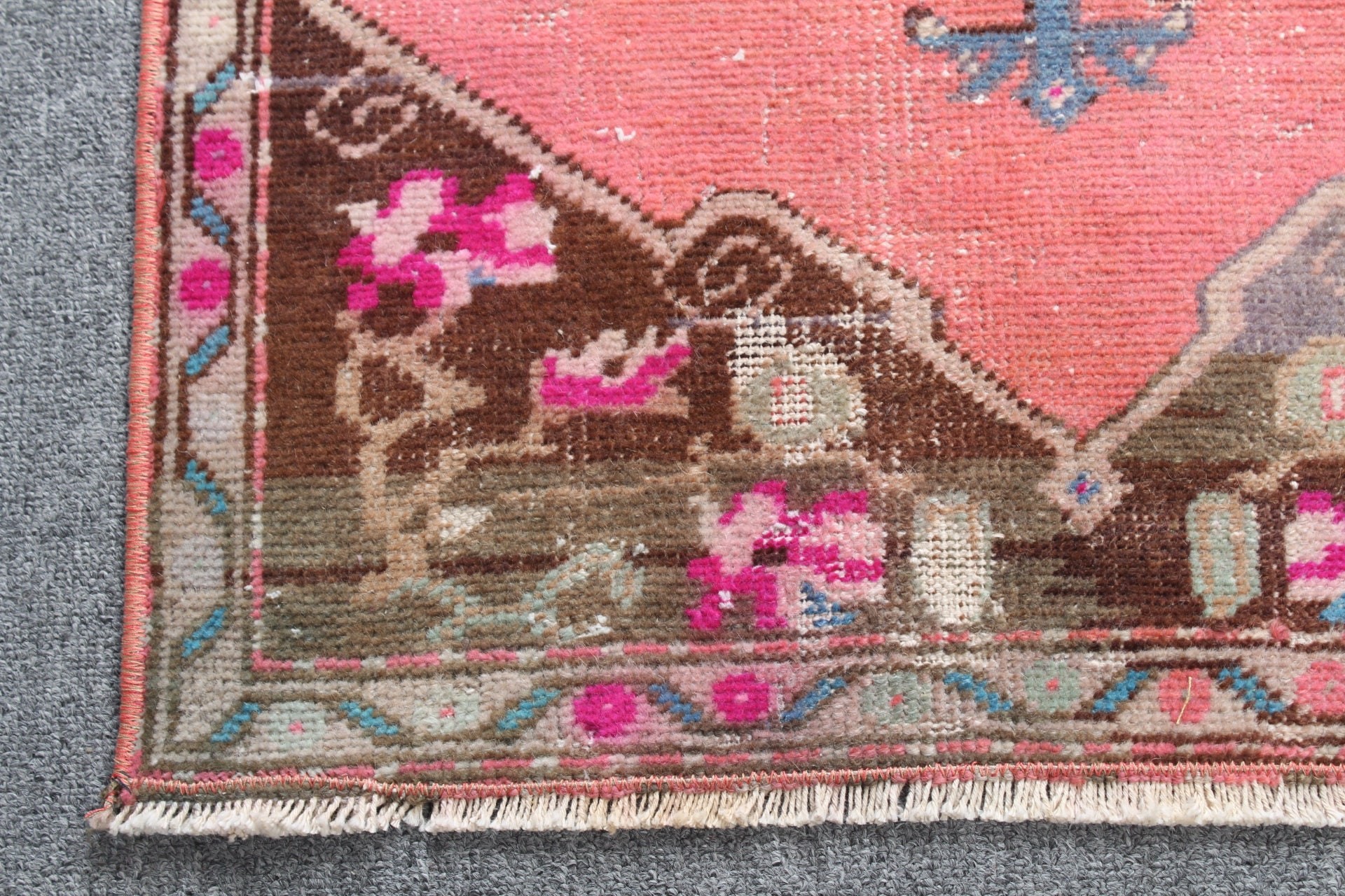 Vintage Halı, Pembe Yer Halısı, Yatak Odası Halısı, Türk Halısı, Özel Halı, Banyo Halısı, 1.7x3.1 ft Küçük Halı, Duvar Asılı Halı