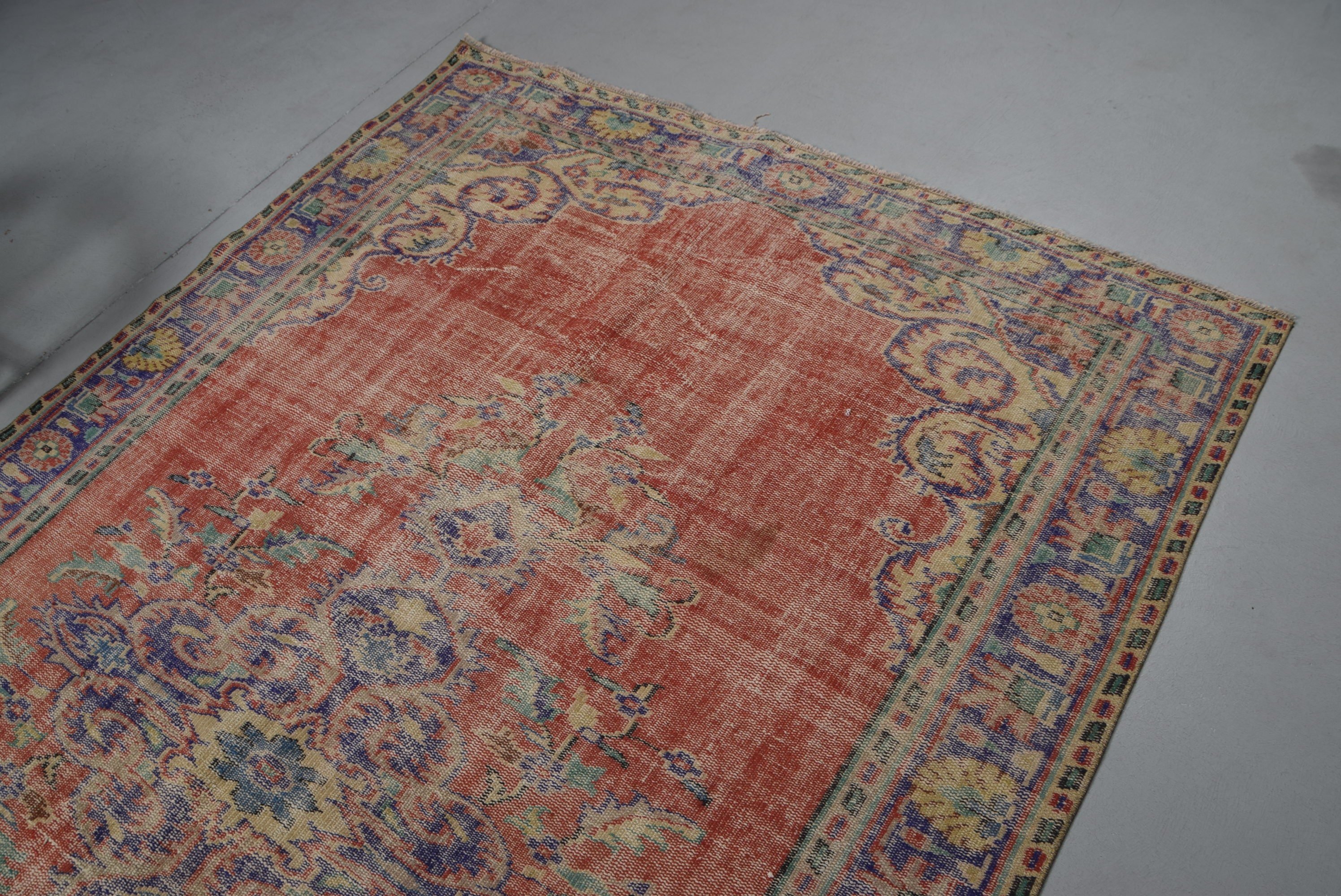 Vintage Rug, Moroccan Rug, Turkish Rug, 5.9x9.7 ft Large Rugs, Oushak Rug, Bedroom Rug, Natural Rug, Orange Oushak Rug, Living Room Rug