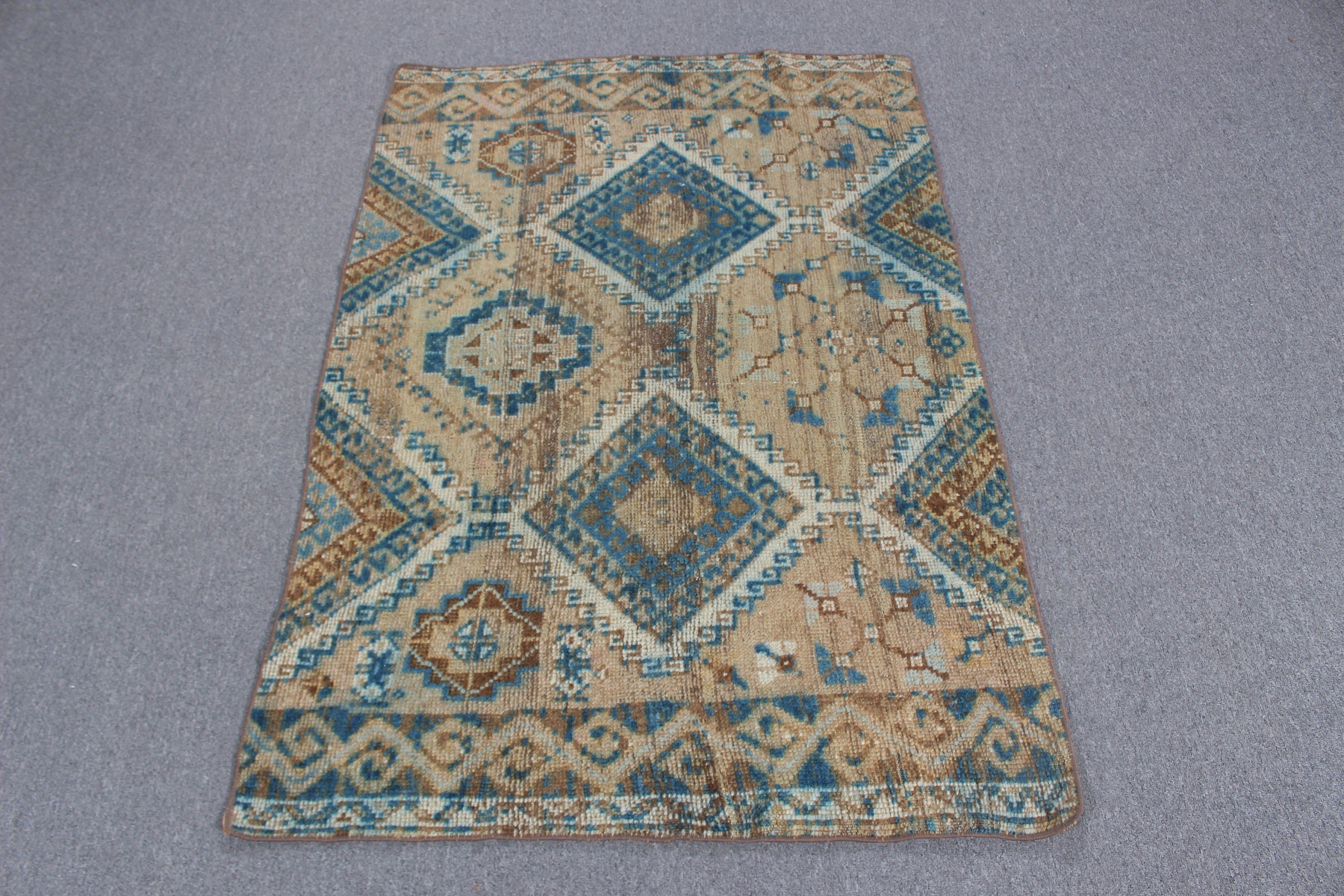 Türk Halıları, Kahverengi Anadolu Halısı, 3.1x4.4 ft Küçük Halı, Duvara Asılı Halılar, Banyo Halıları, Düz Dokuma Halı, Vintage Halılar, Ev Dekorasyonu Halıları