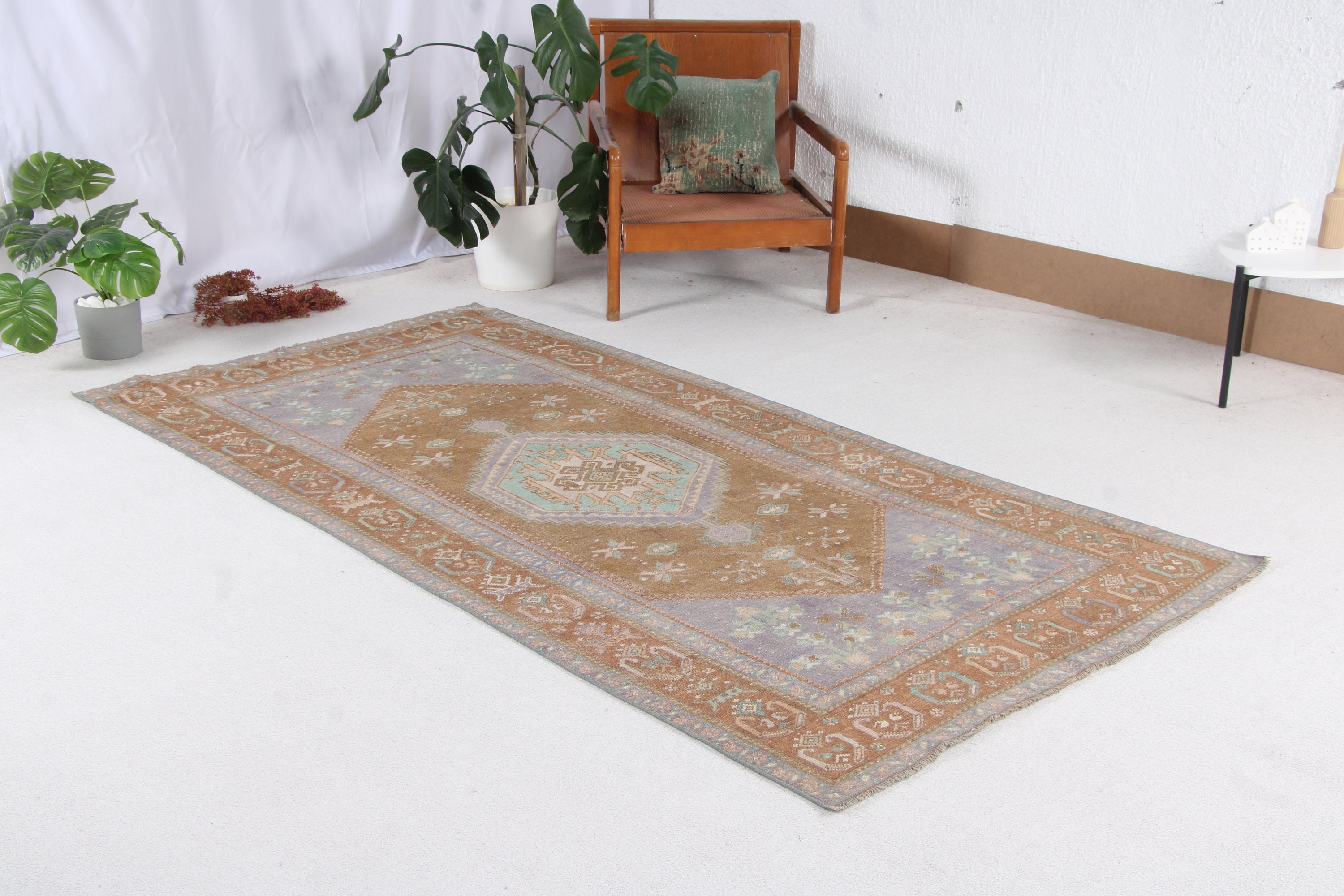 Vintage Rugs, Vintage Decor Rug, Kitchen Rugs, 4.1x8.4 ft Area Rug, Brown Floor Rug, Turkish Rug, Neutral Rugs, Cool Rug, Oushak Area Rug