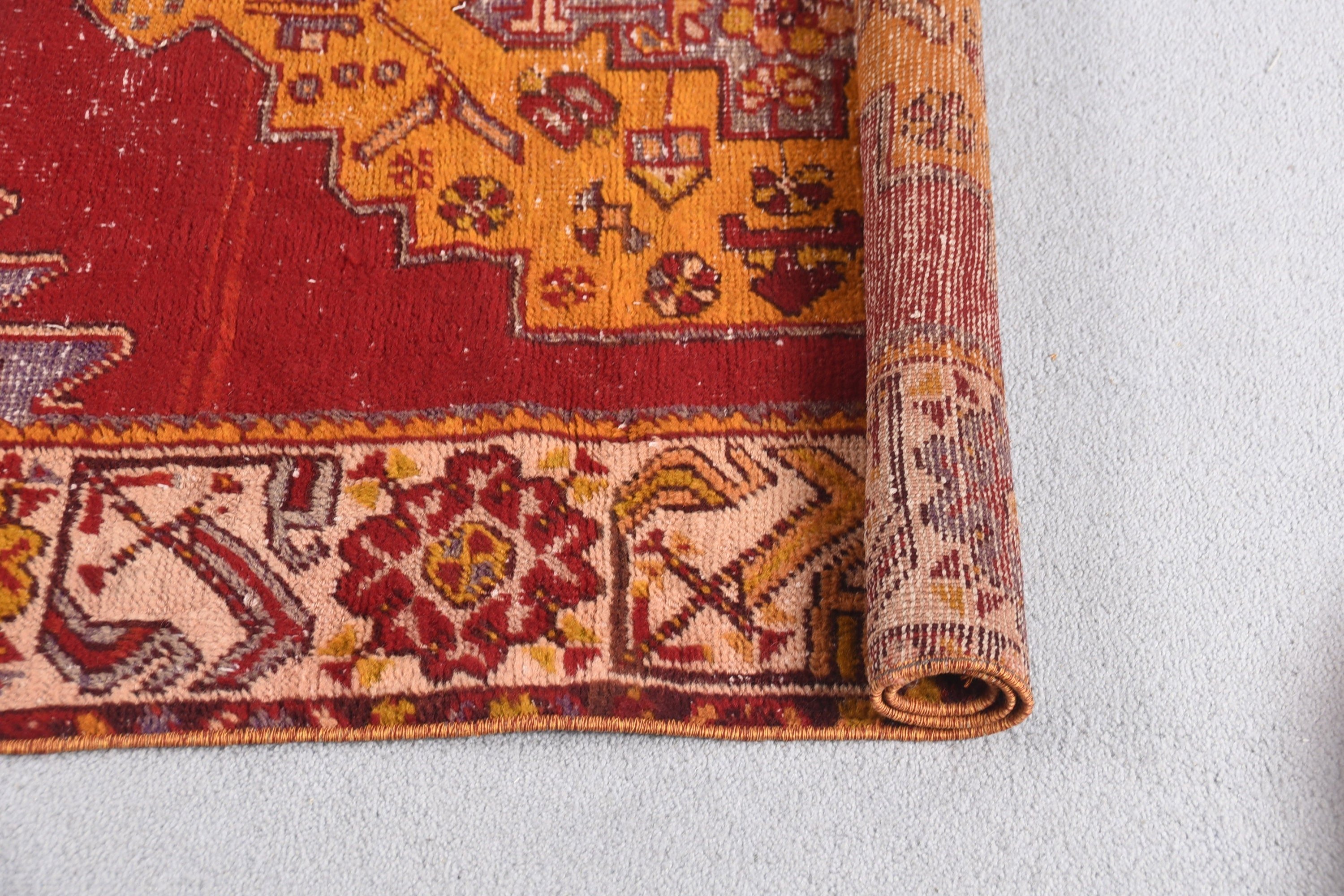 Small Vintage Rug, Boho Rug, Vintage Rugs, Cool Rugs, Turkish Rugs, Red Flatweave Rug, Decorative Rug, 3.2x3.4 ft Small Rug, Bathroom Rugs