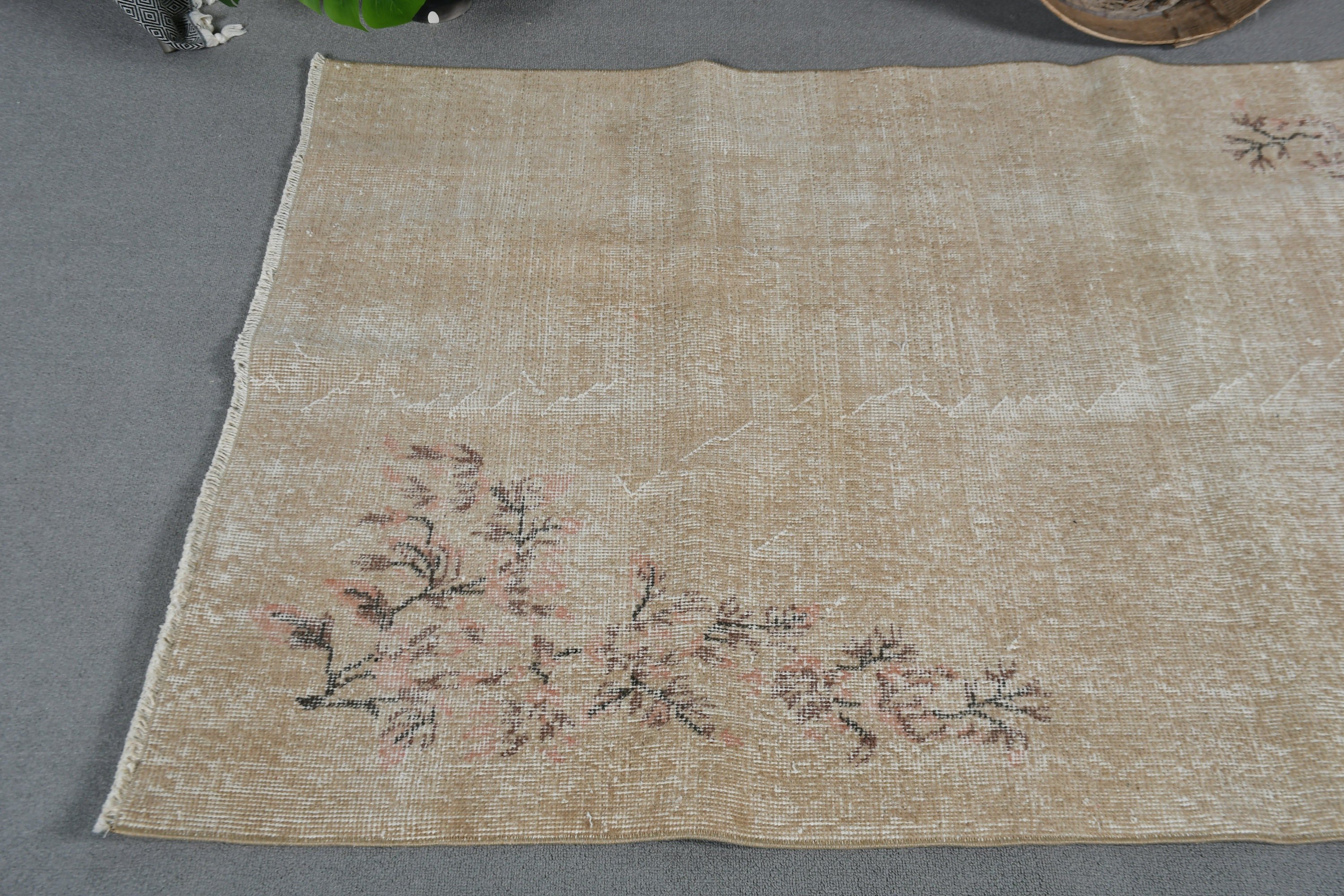 Kitchen Rug, Turkish Rug, 3.4x6.3 ft Accent Rugs, Home Decor Rug, Vintage Rug, Rugs for Nursery, Beige Kitchen Rug, Nursery Rug, Pale Rugs