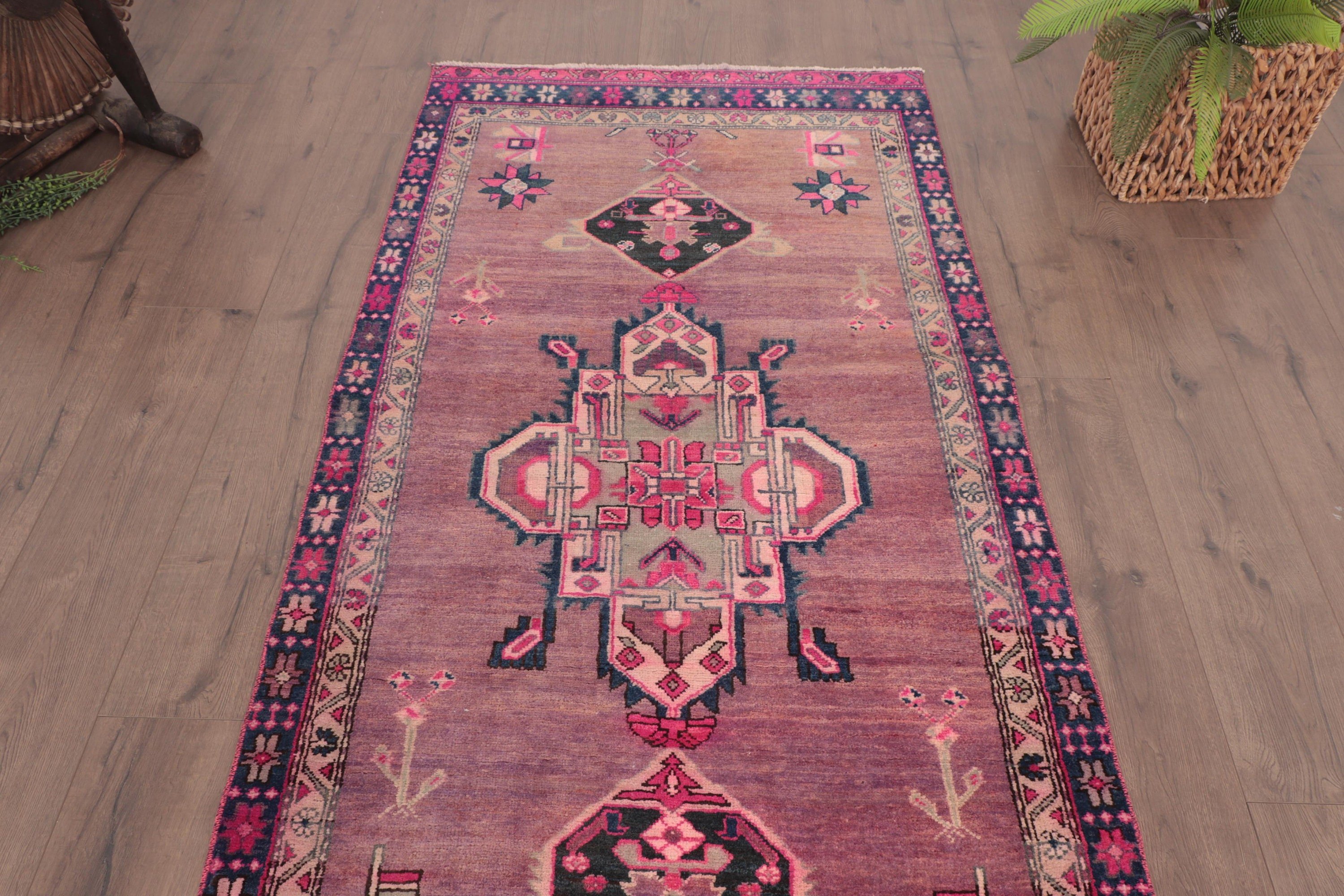 Turkish Rugs, Tribal Rugs, Pink Anatolian Rug, Stair Rug, Wool Rug, 3.3x9.9 ft Runner Rugs, Beni Ourain Runner Rug, Vintage Rug, Cool Rugs