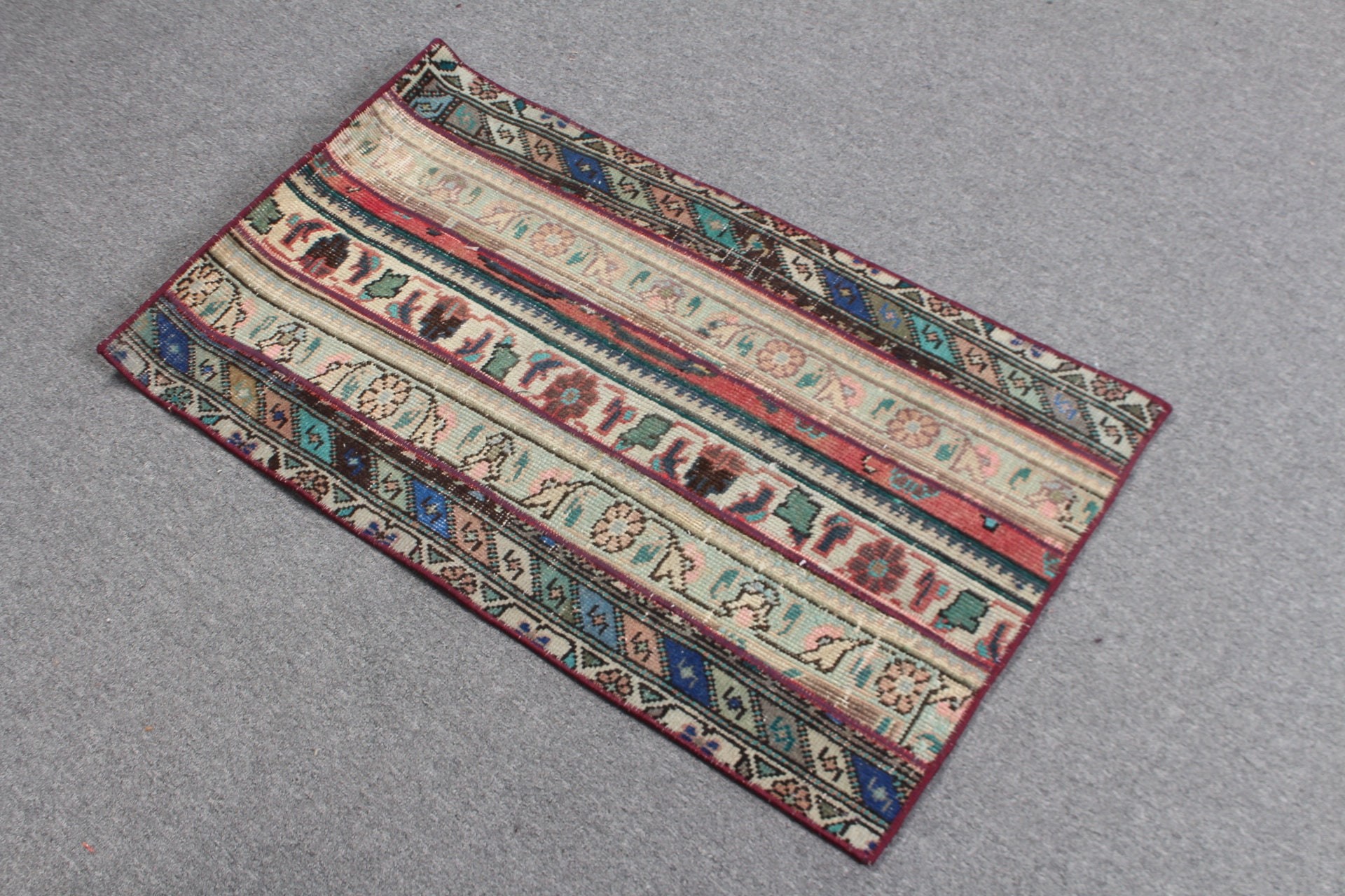 Vintage Rugs, Car Mat Rug, Muted Rug, Turkish Rug, Wall Hanging Rug, Bedroom Rugs, Green  1.8x3.1 ft Small Rug