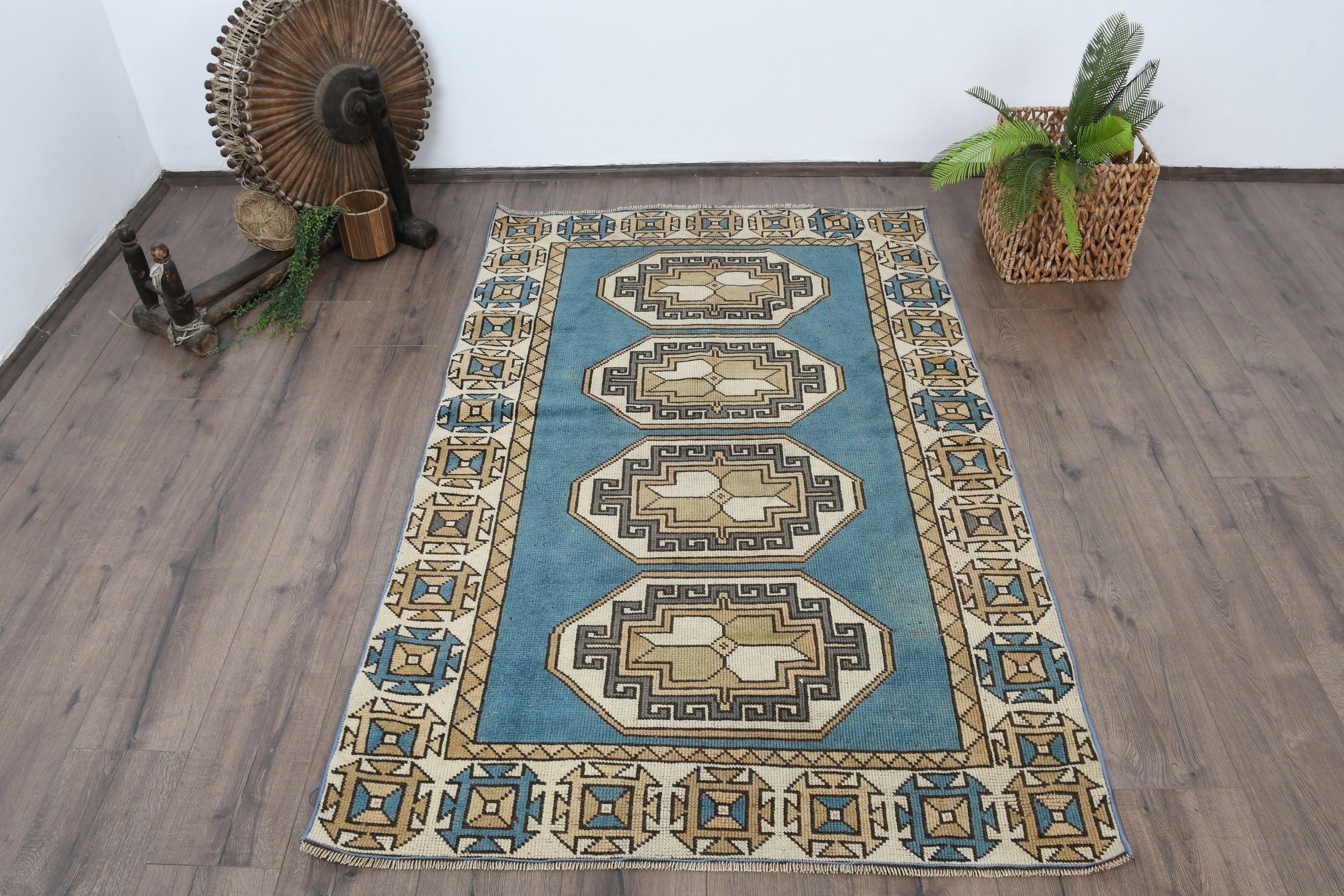 Vintage Rugs, Turkish Rugs, Retro Rug, Kitchen Rug, Rugs for Entry, Brown Bedroom Rugs, Nursery Rugs, 3.6x5.8 ft Accent Rug, Moroccan Rug
