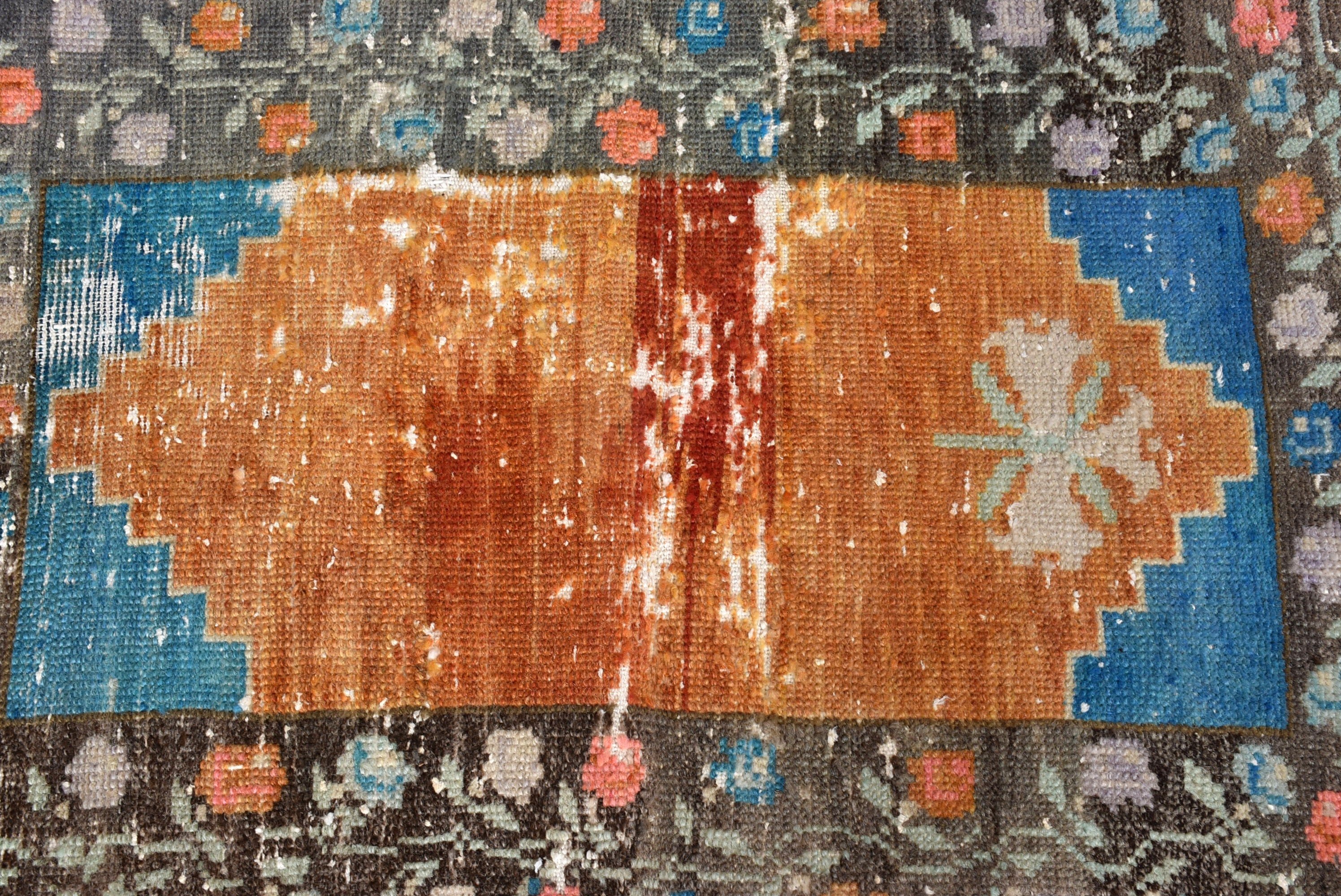 Vintage Halı, 2.3x3.5 ft Küçük Halılar, Ev Dekorasyonu Halısı, Türk Halısı, Geometrik Halılar, Küçük Boho Halıları, Turuncu Lüks Halı, Duvara Asılı Halı