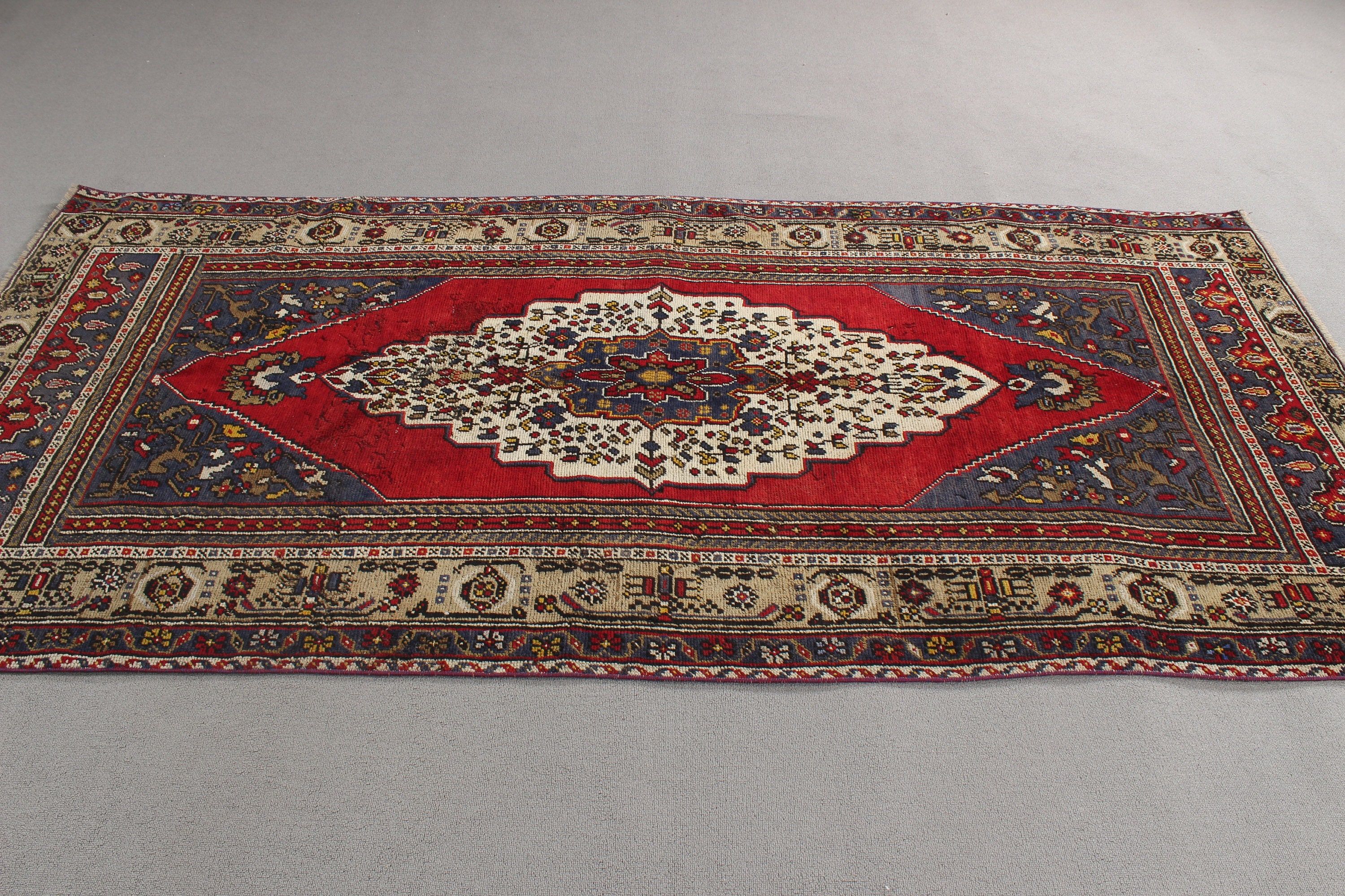 4x8.4 ft Area Rug, Turkish Rug, Home Decor Rug, Bedroom Rugs, Floor Rug, Red Cool Rugs, Rugs for Kitchen, Vintage Rugs