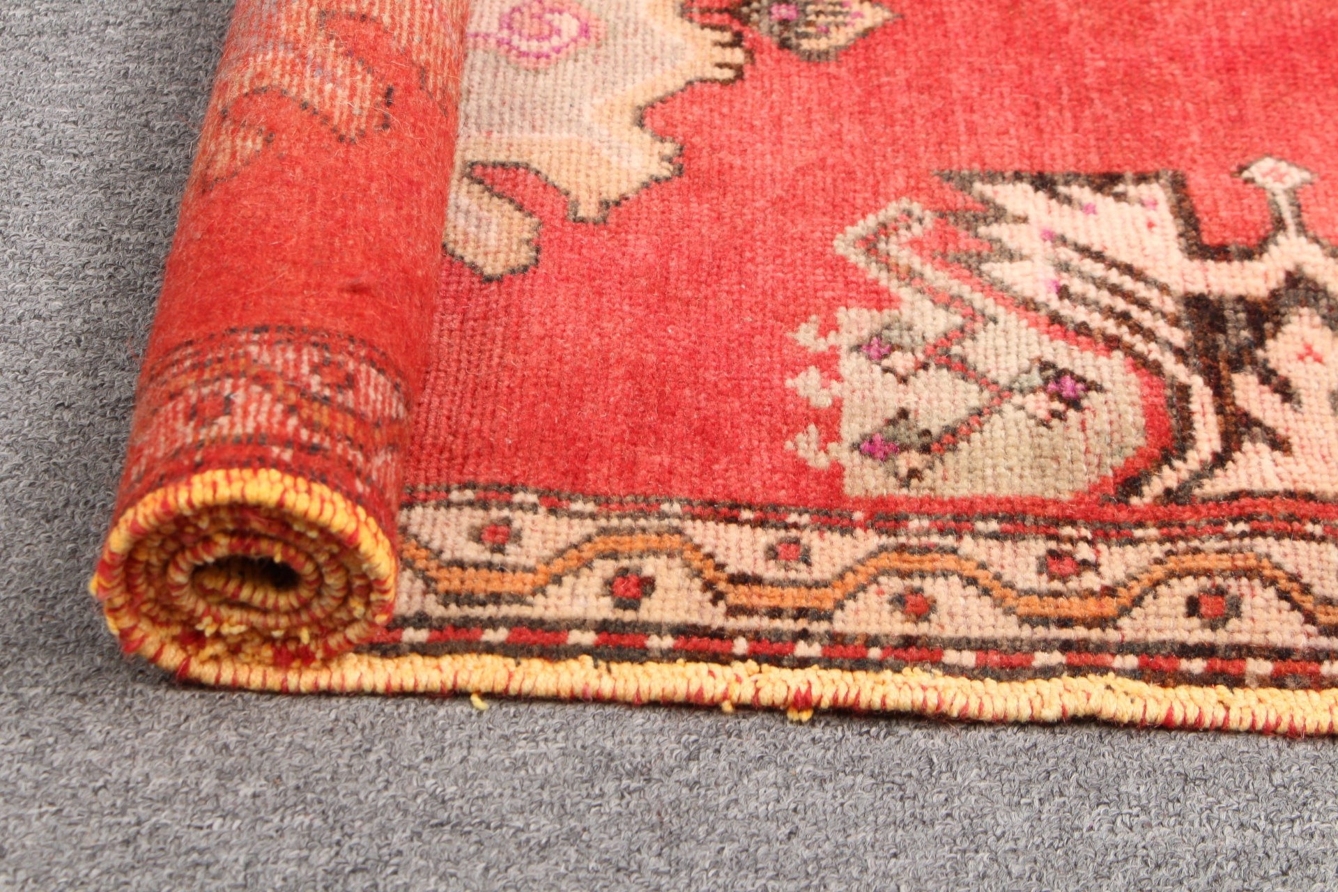 Entry Rugs, Turkish Rugs, Rugs for Bathroom, Vintage Rug, Pastel Rug, Red  1.8x3.4 ft Small Rug, Bedroom Rug