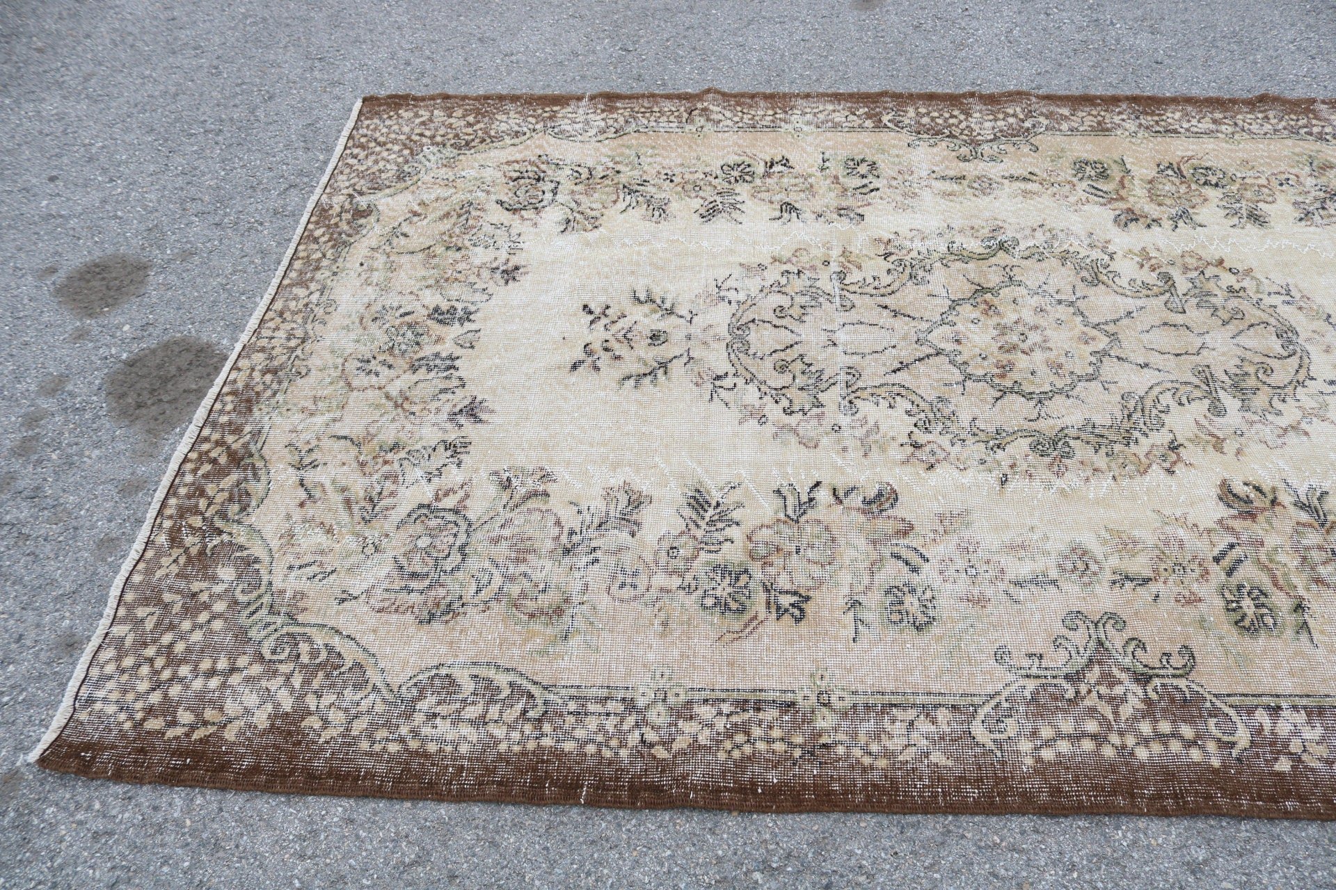 Pastel Rug, Turkish Rug, Floor Rug, Living Room Rug, Oushak Rug, Dining Room Rug, Vintage Rug, Rugs for Salon, 5.6x9.2 ft Large Rug