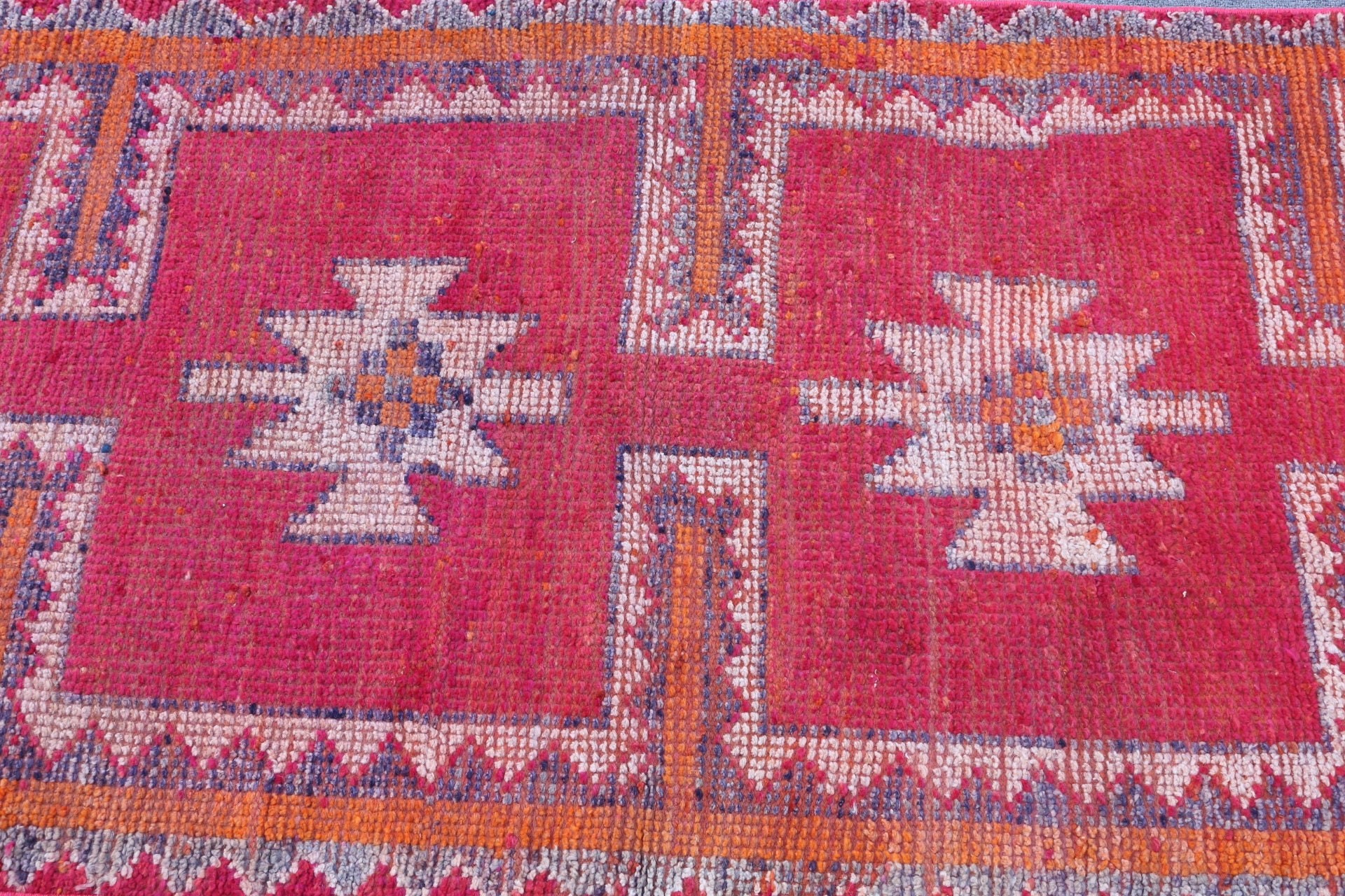 Turuncu Mutfak Halıları, Koridor Halısı, Vintage Halı, Eski Halı, Antika Halılar, Türk Halısı, Koridor Halıları, 2.8x10.5 ft Yolluk Halıları, Yatak Odası Halısı