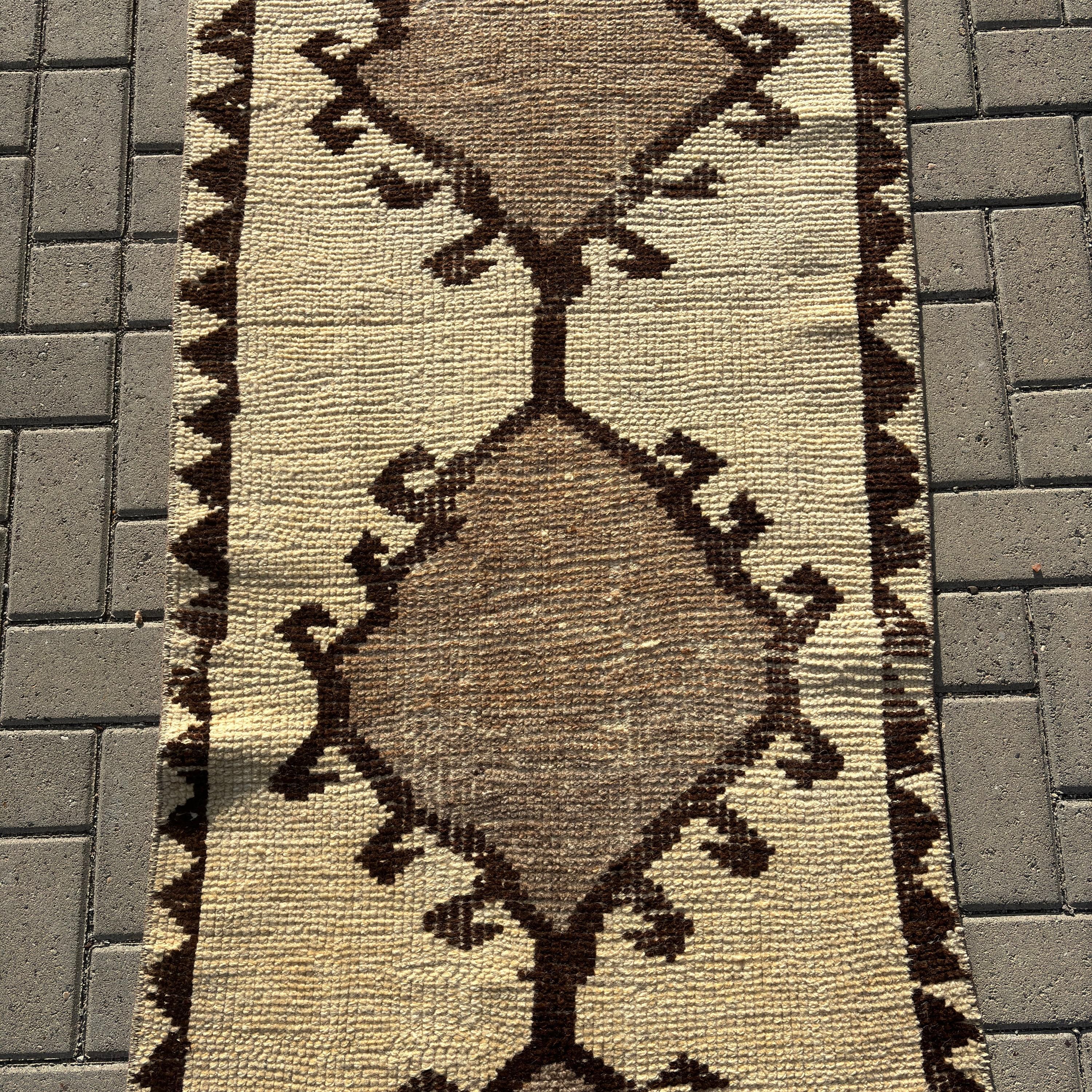 2.6x11.3 ft Runner Rug, Kitchen Rug, Turkish Rug, Office Rugs, Hallway Rugs, Beige Bedroom Rug, Rugs for Hallway, Neutral Rugs, Vintage Rug