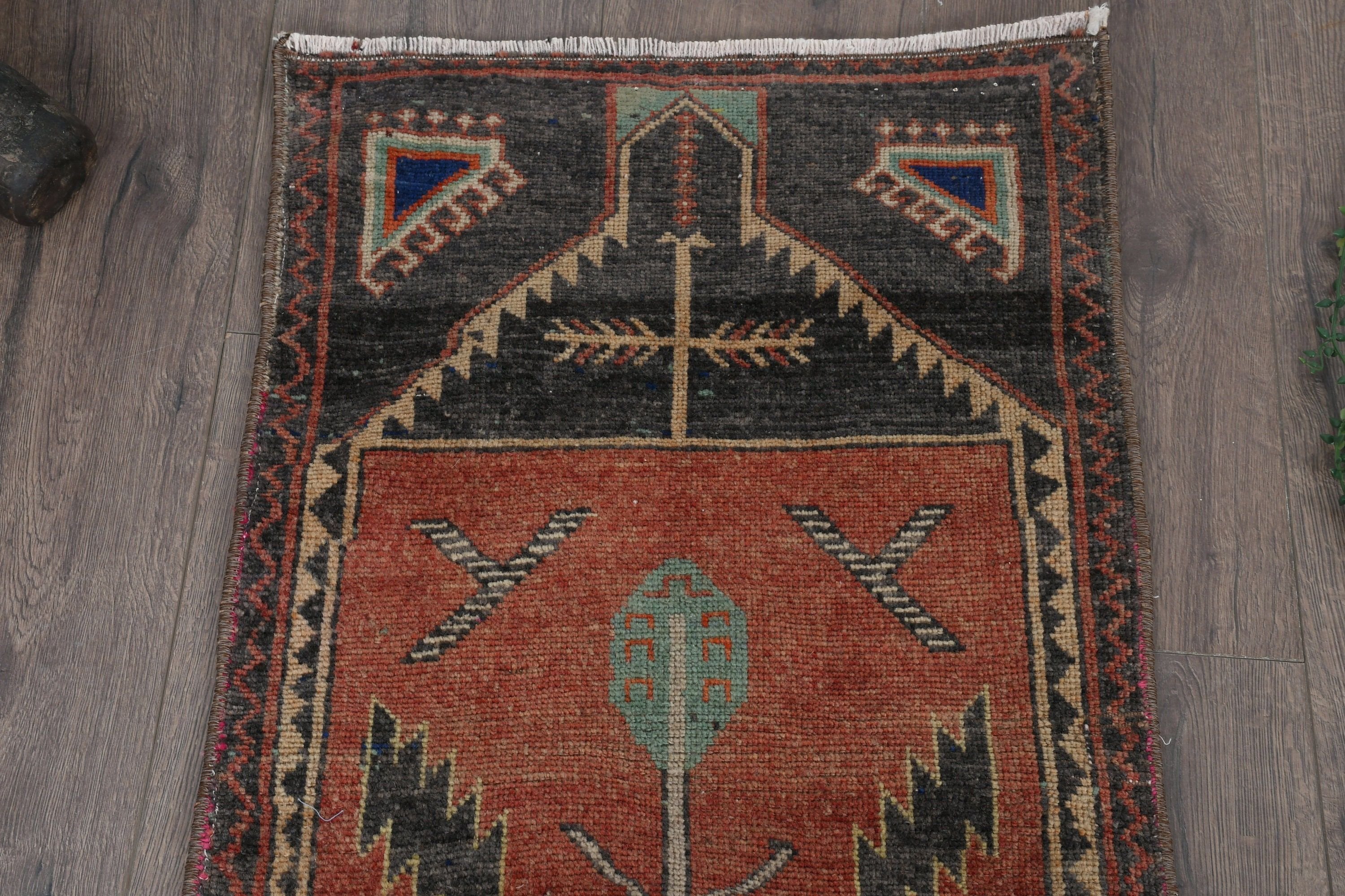 Yer Halısı, Vintage Halı, 1.6x3.9 ft Küçük Halı, Çocuk Odası Halısı, Giriş Halısı, Türk Halısı, Kahverengi Oushak Halıları, Çocuk Odası Halıları, Oryantal Halı