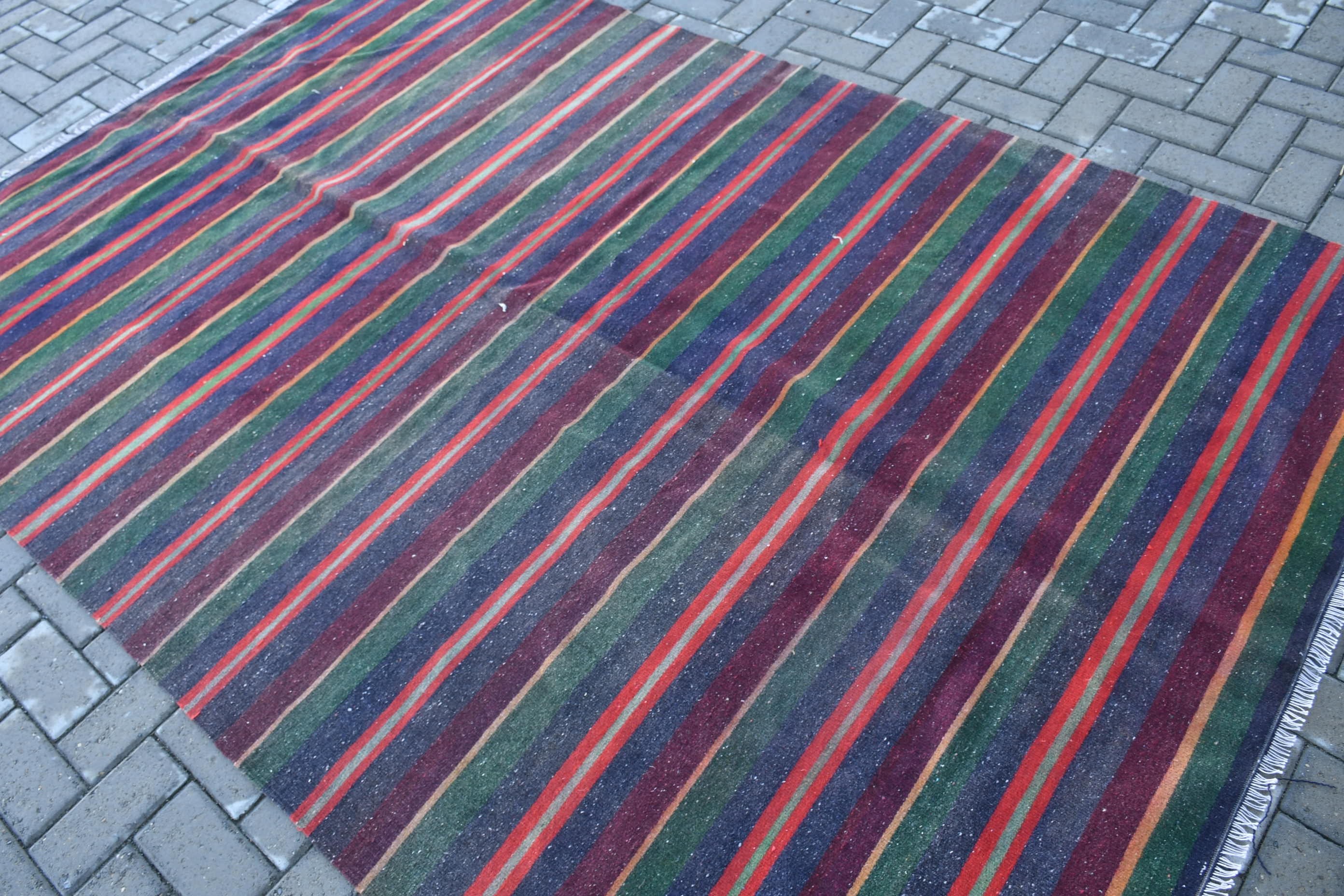 Salon Halısı, Yer Halısı, Mavi Yün Halılar, Vintage Dekor Halıları, Yatak Odası Halısı, Türk Halısı, Vintage Halı, Antika Halı, 5.7x8.7 ft Büyük Halılar, Kilim