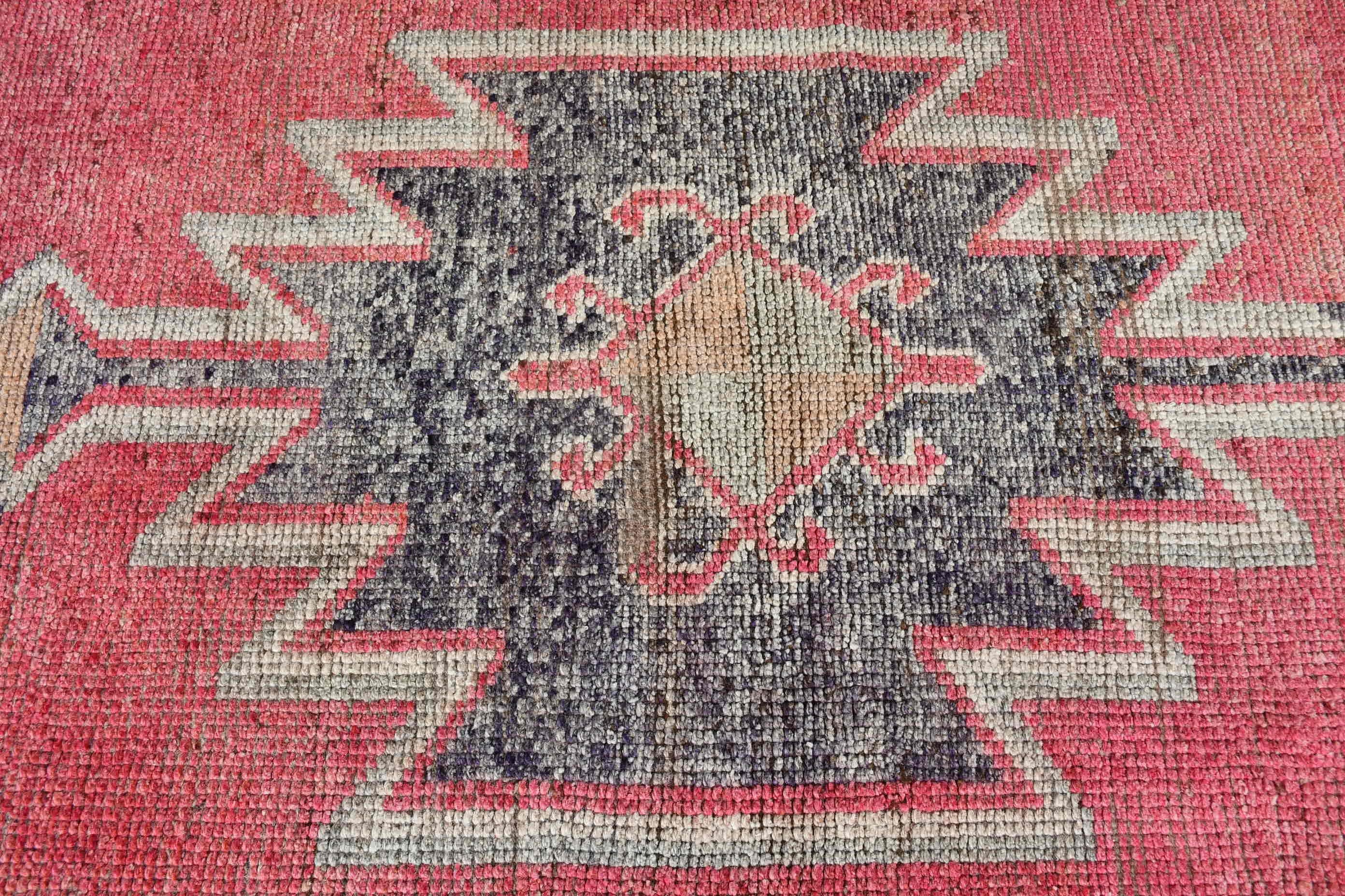 Pink Oushak Rug, Turkish Rug, Stair Rug, 3x10.5 ft Runner Rugs, Rugs for Stair, Vintage Rug, Cool Rugs, Moroccan Rug, Cute Rug, Hallway Rug