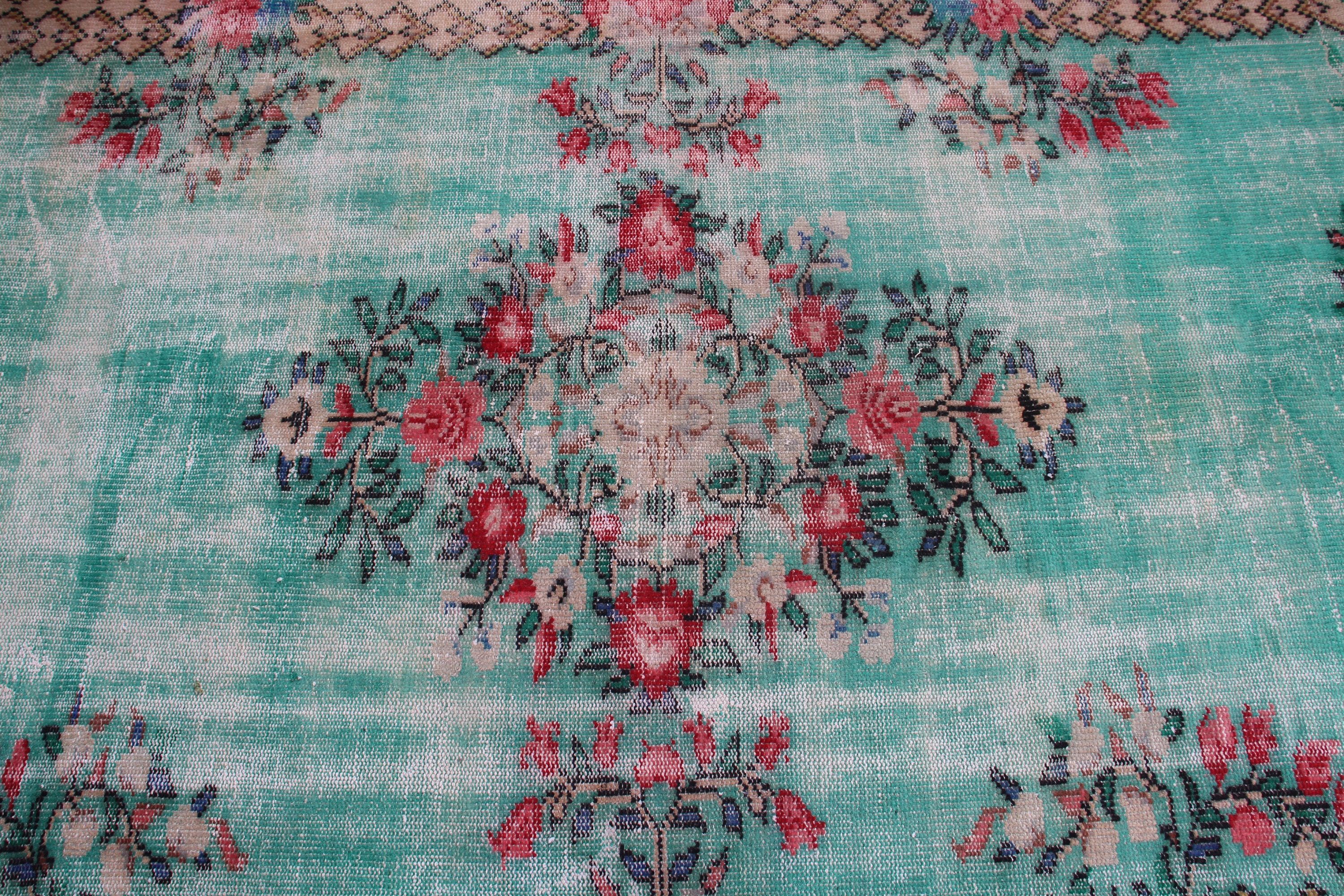 Boho Rugs, 5.1x6.7 ft Area Rugs, Vintage Rugs, Turkish Rug, Indoor Rug, Green Anatolian Rug, Antique Rug, Rugs for Dining Room, Luxury Rugs